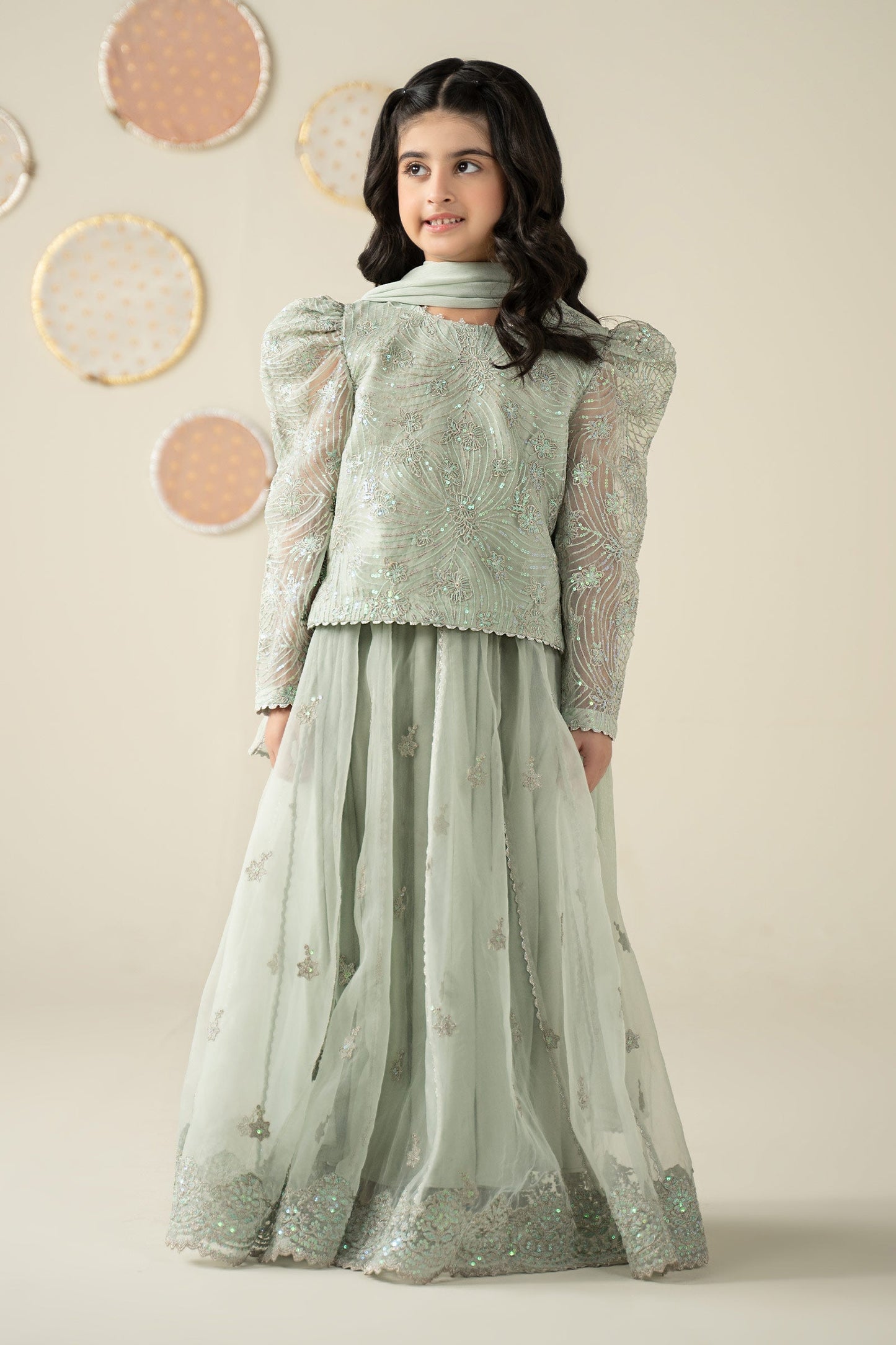 3 Piece Embroidered Organza Suit