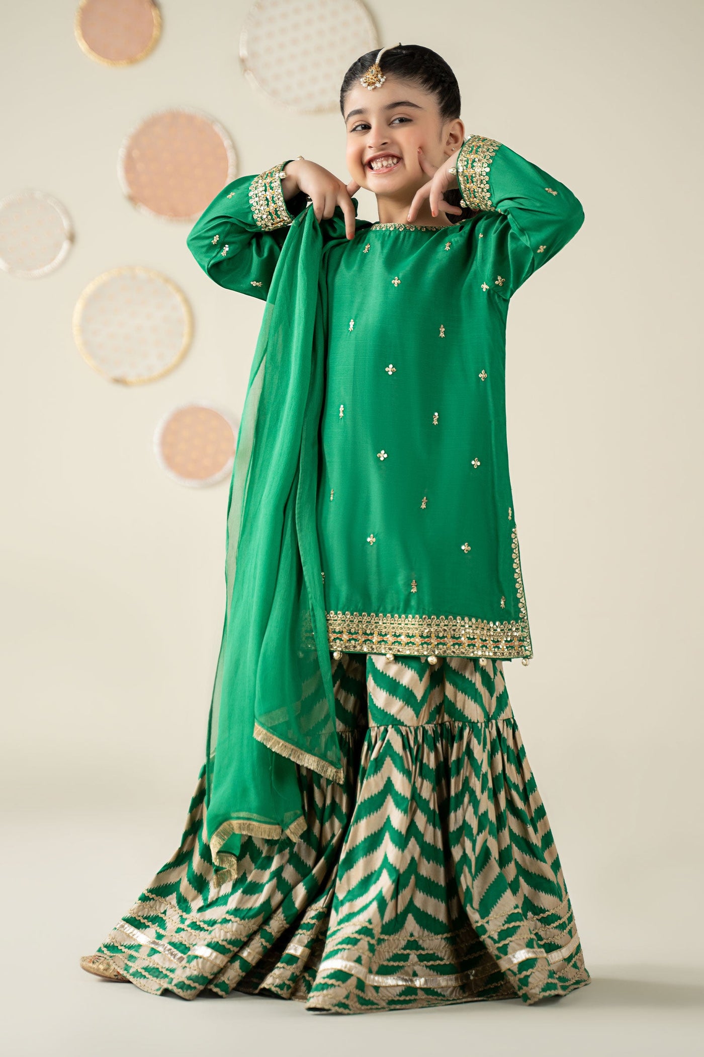 3 Piece Embroidered Raw Silk Suit