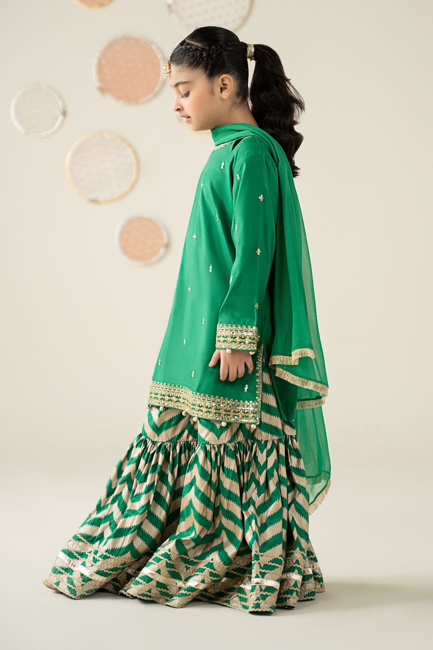 3 Piece Embroidered Raw Silk Suit