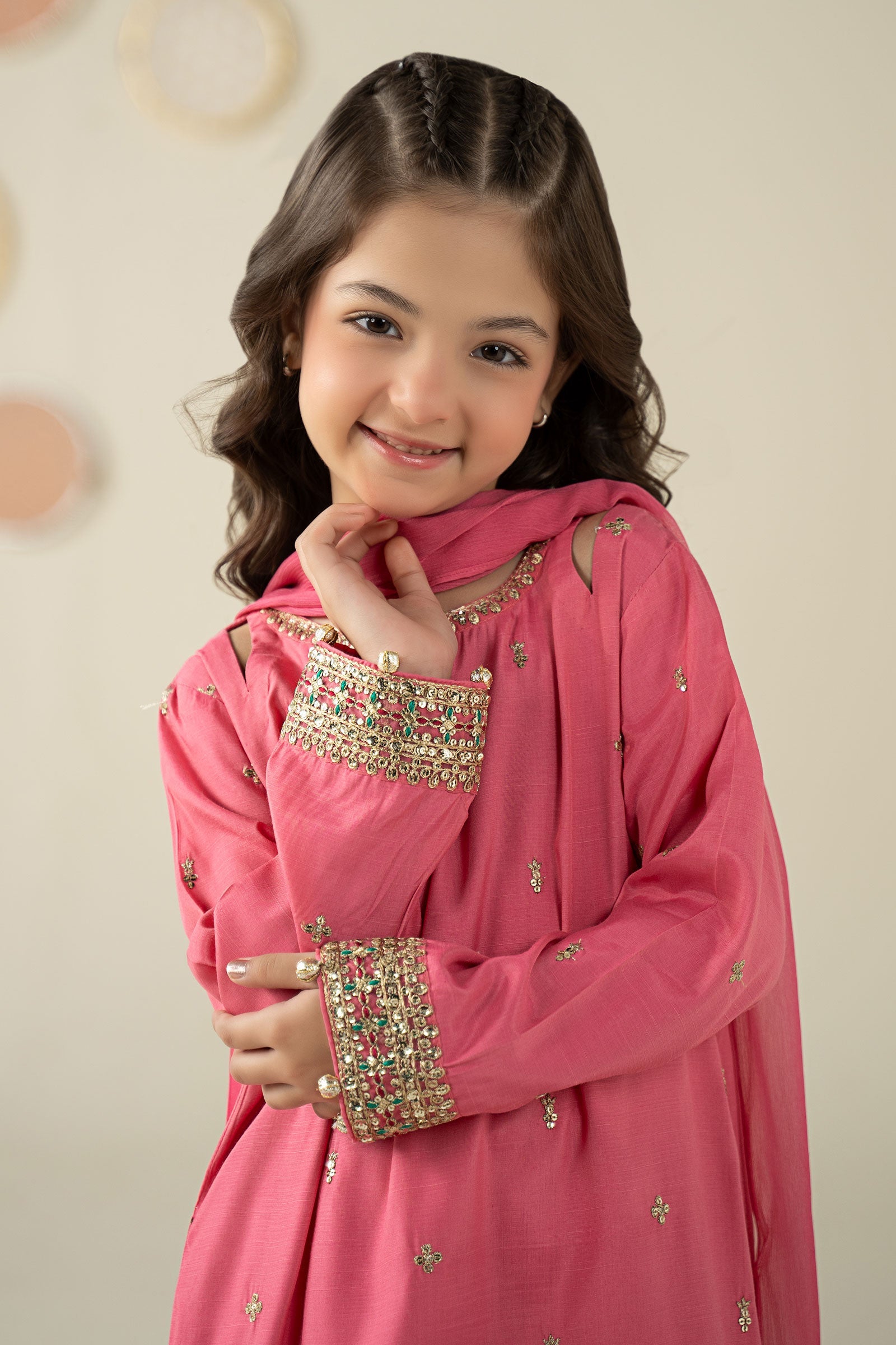 3 Piece Embroidered Raw Silk Suit