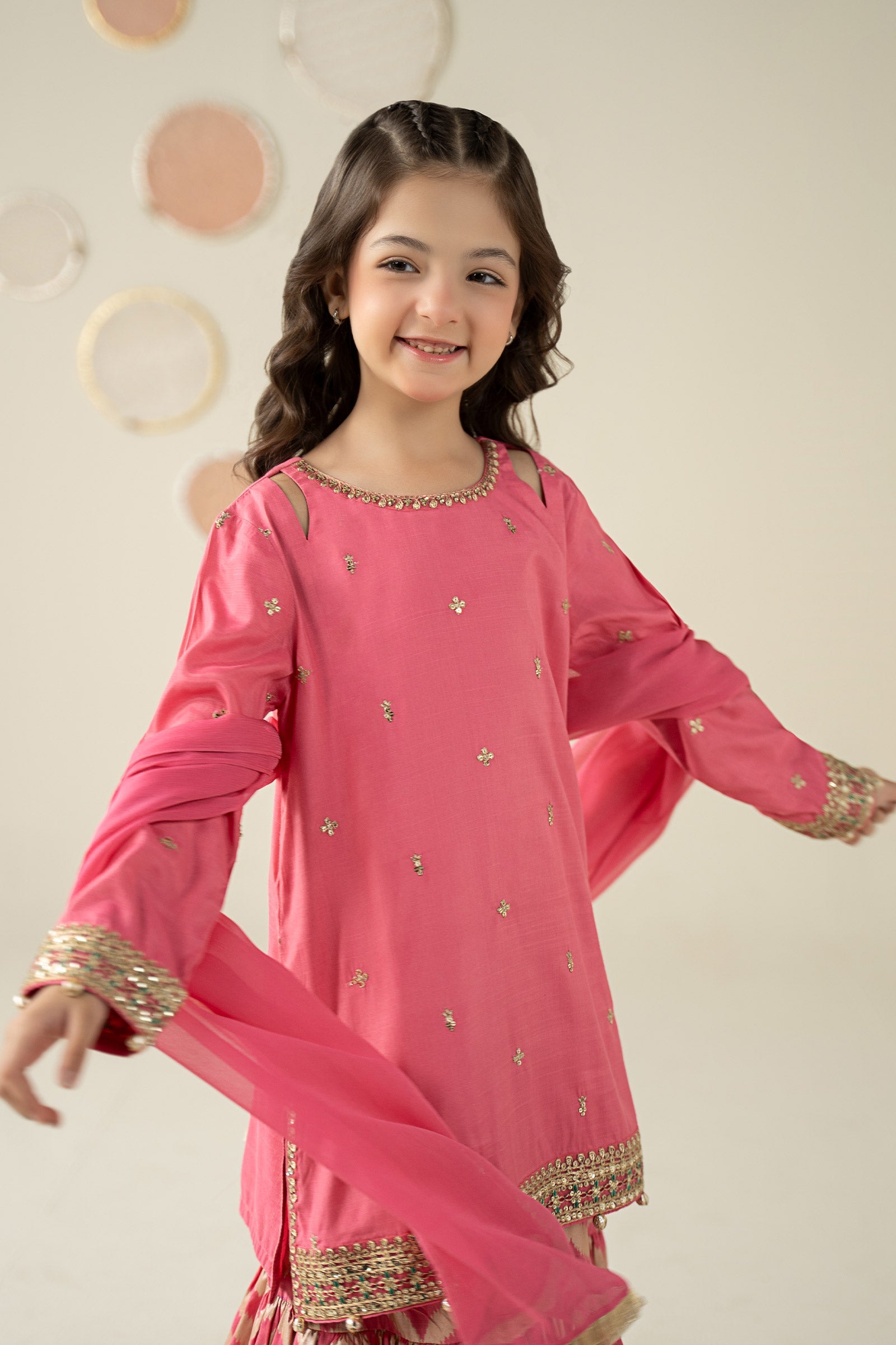 3 Piece Embroidered Raw Silk Suit