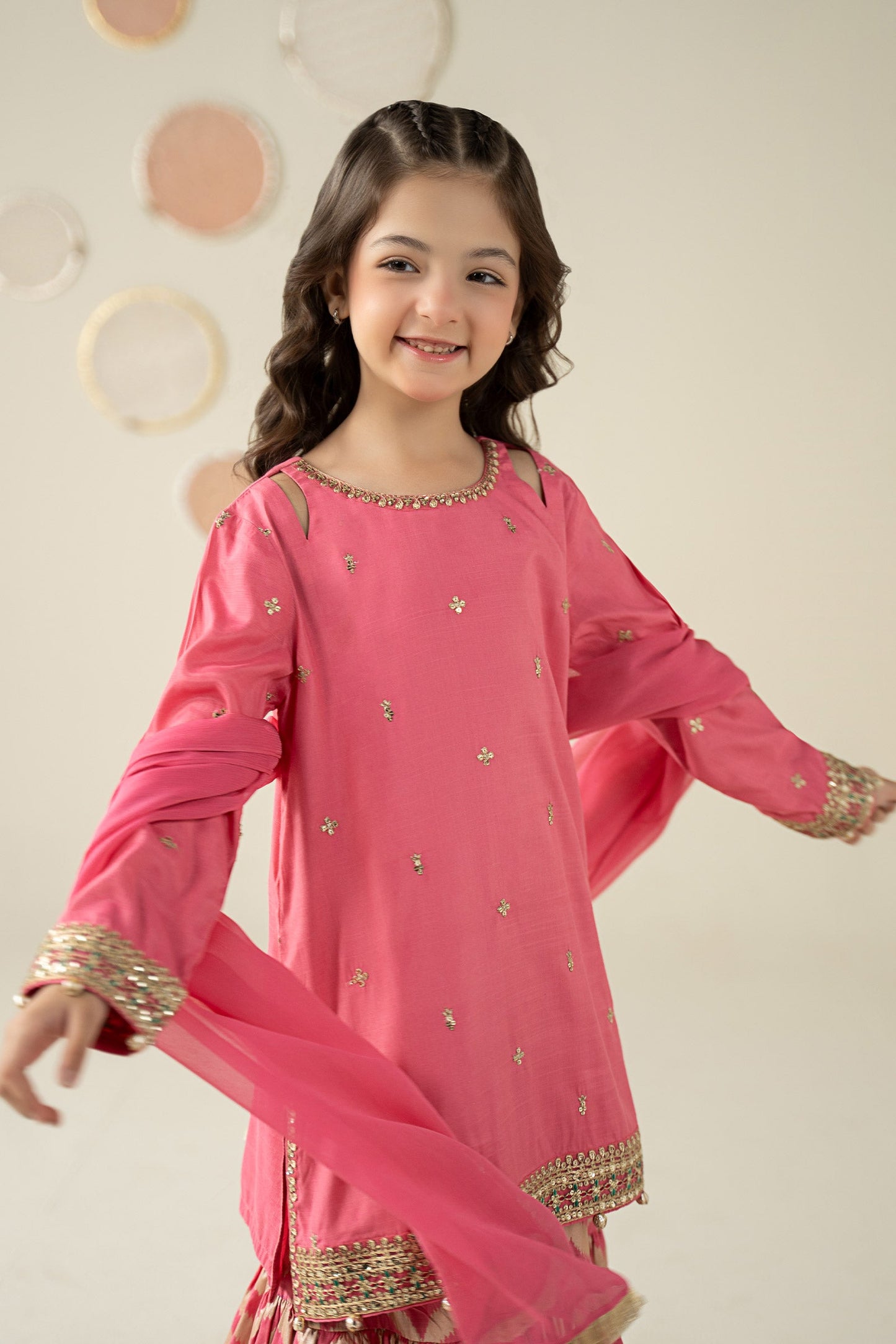 3 Piece Embroidered Raw Silk Suit