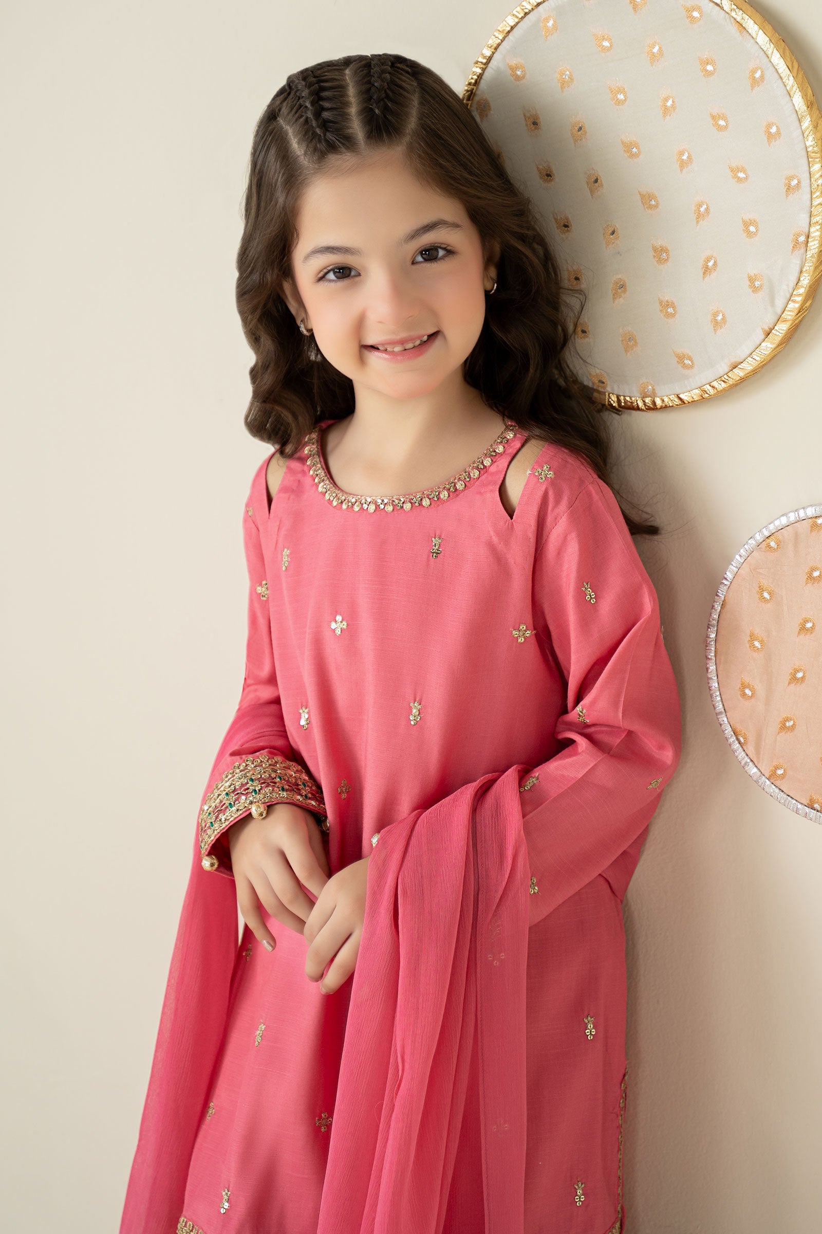 3 Piece Embroidered Raw Silk Suit