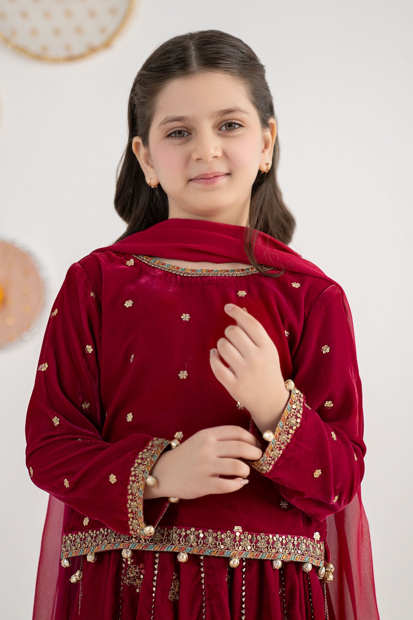 3 Piece Embroidered Velvet Suit