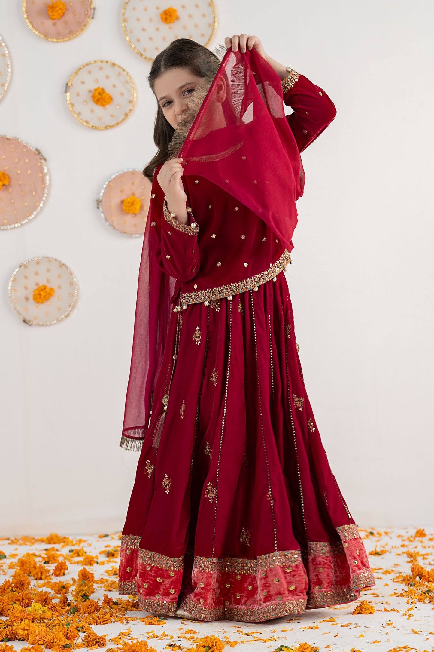 3 Piece Embroidered Velvet Suit