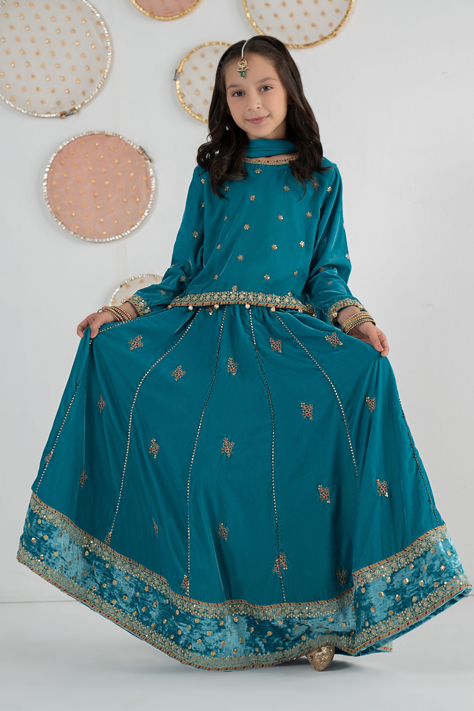 3 Piece Embroidered Velvet Suit