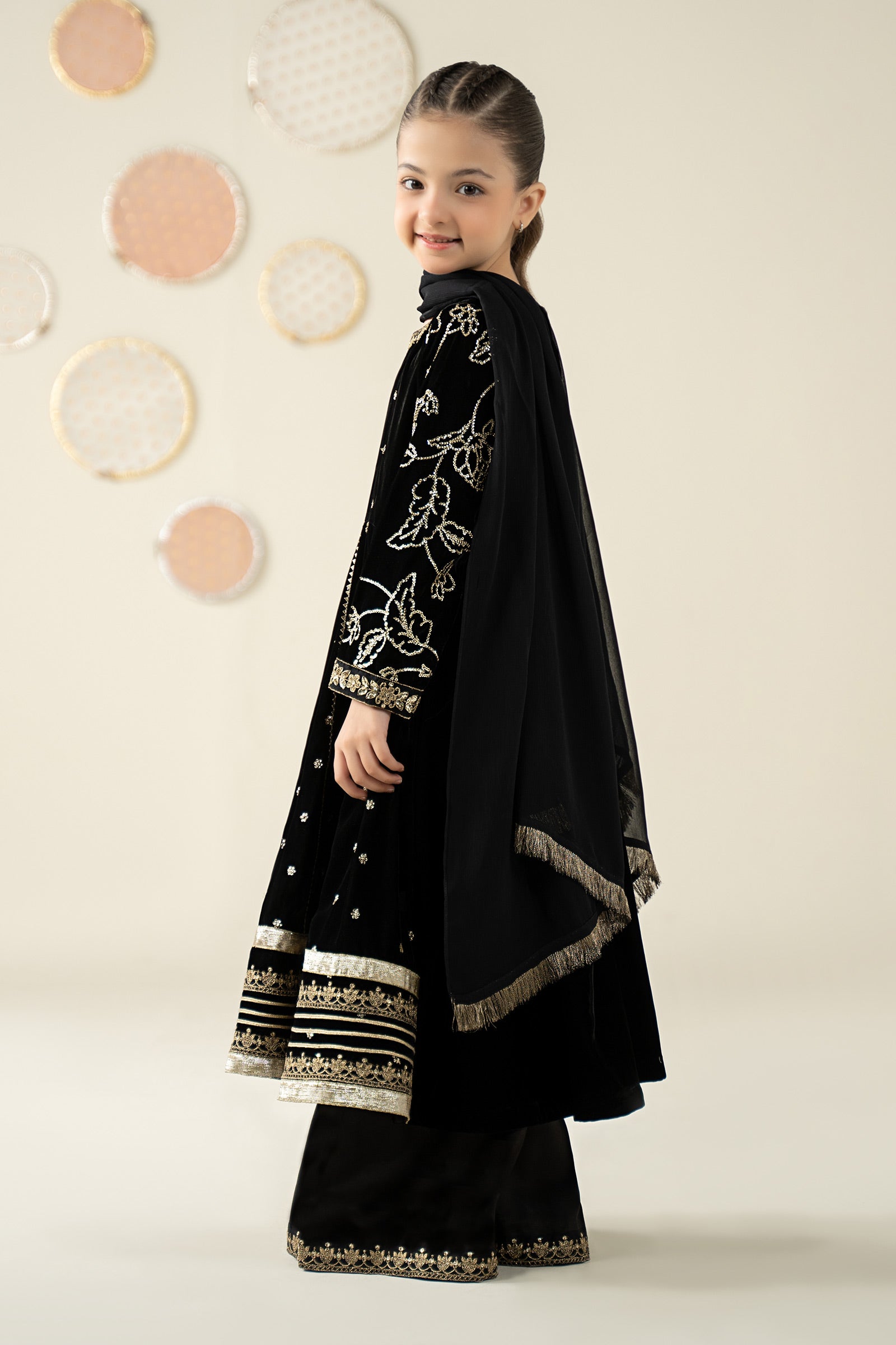 3 Piece Embroidered Velvet Suit