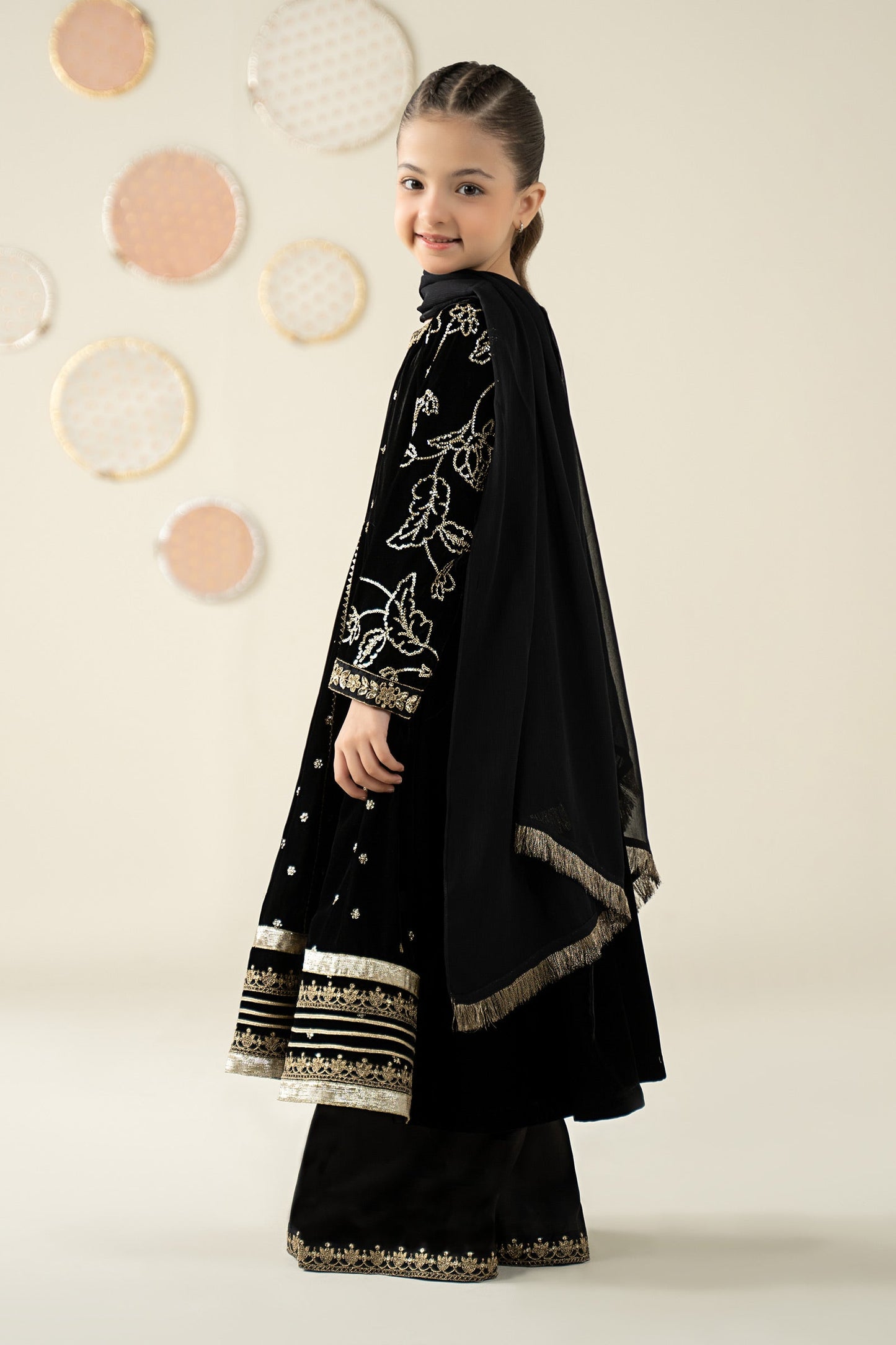 3 Piece Embroidered Velvet Suit