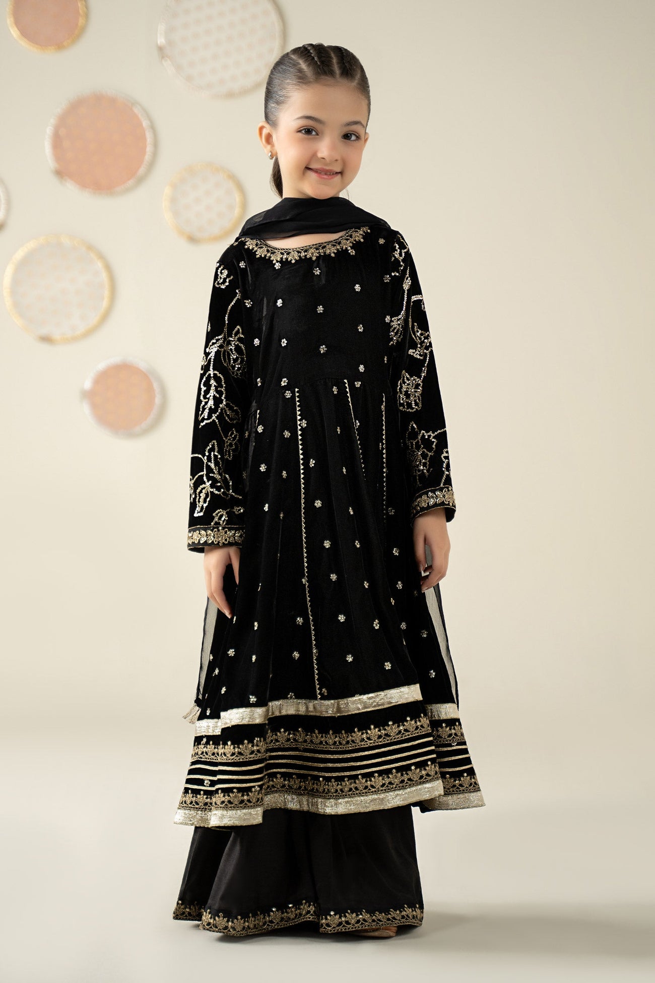 3 Piece Embroidered Velvet Suit