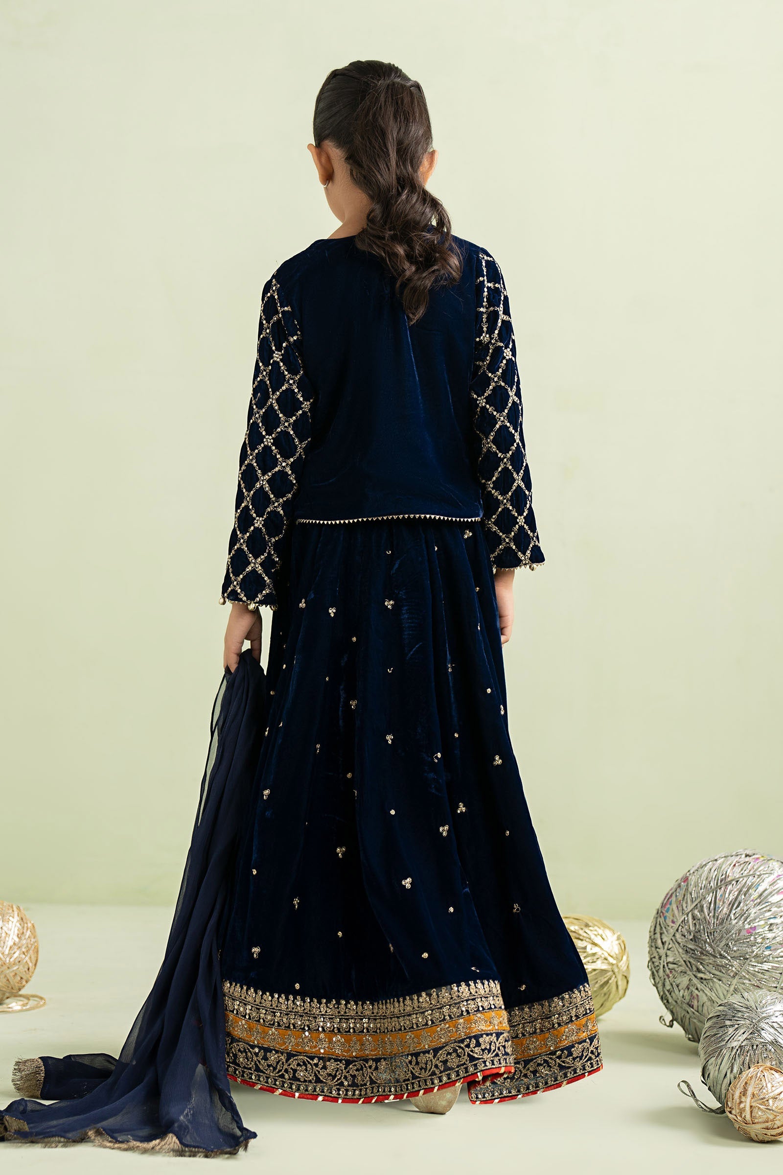 3 Piece Embroidered Velvet Suit