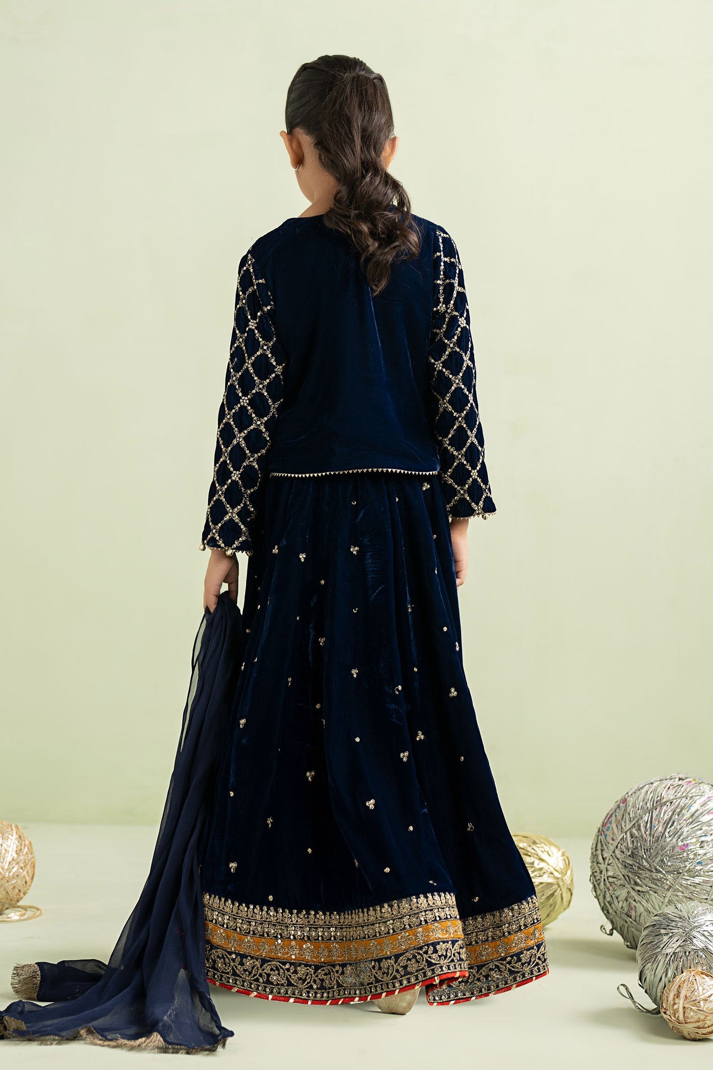 3 Piece Embroidered Velvet Suit