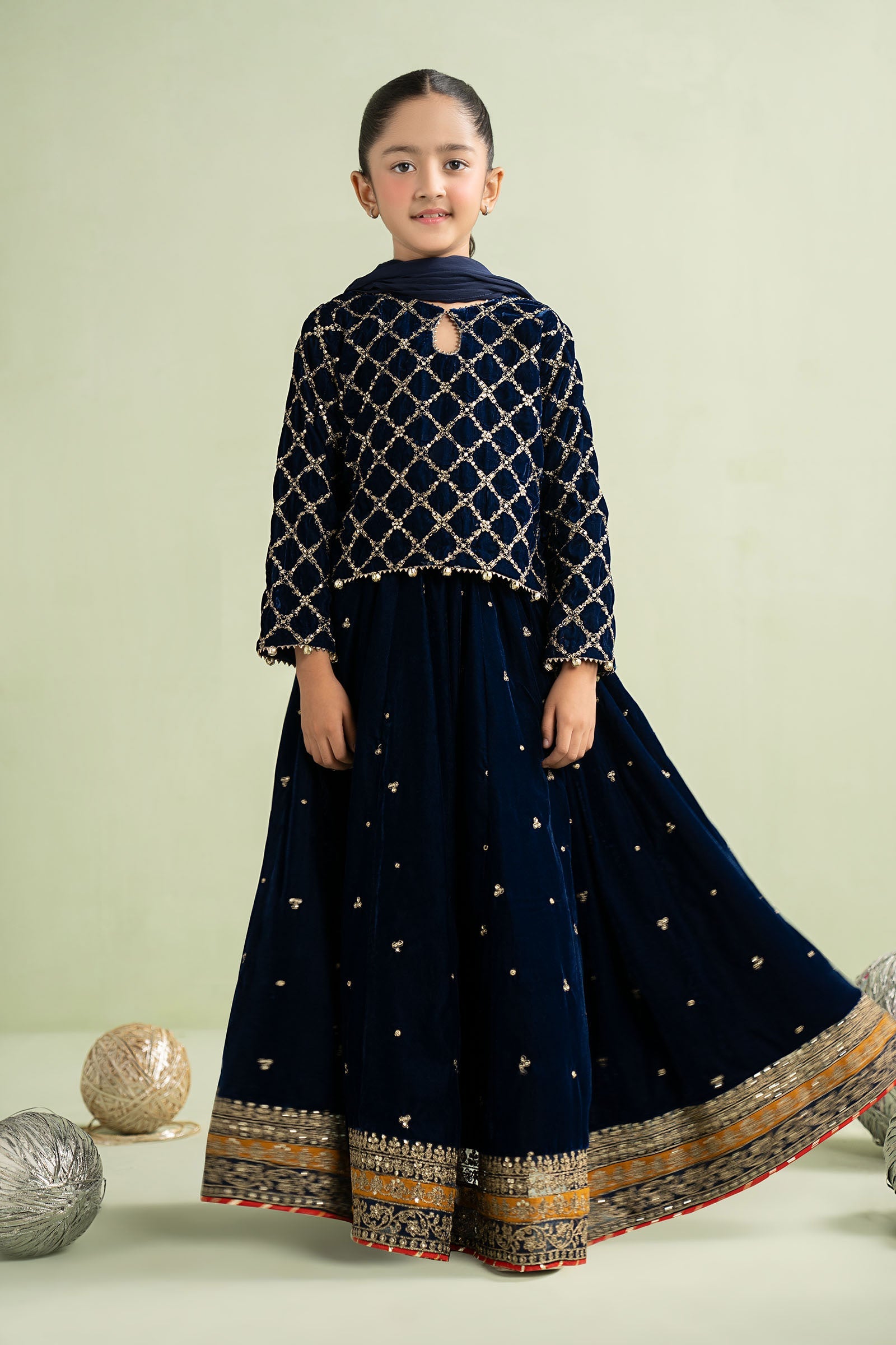 3 Piece Embroidered Velvet Suit