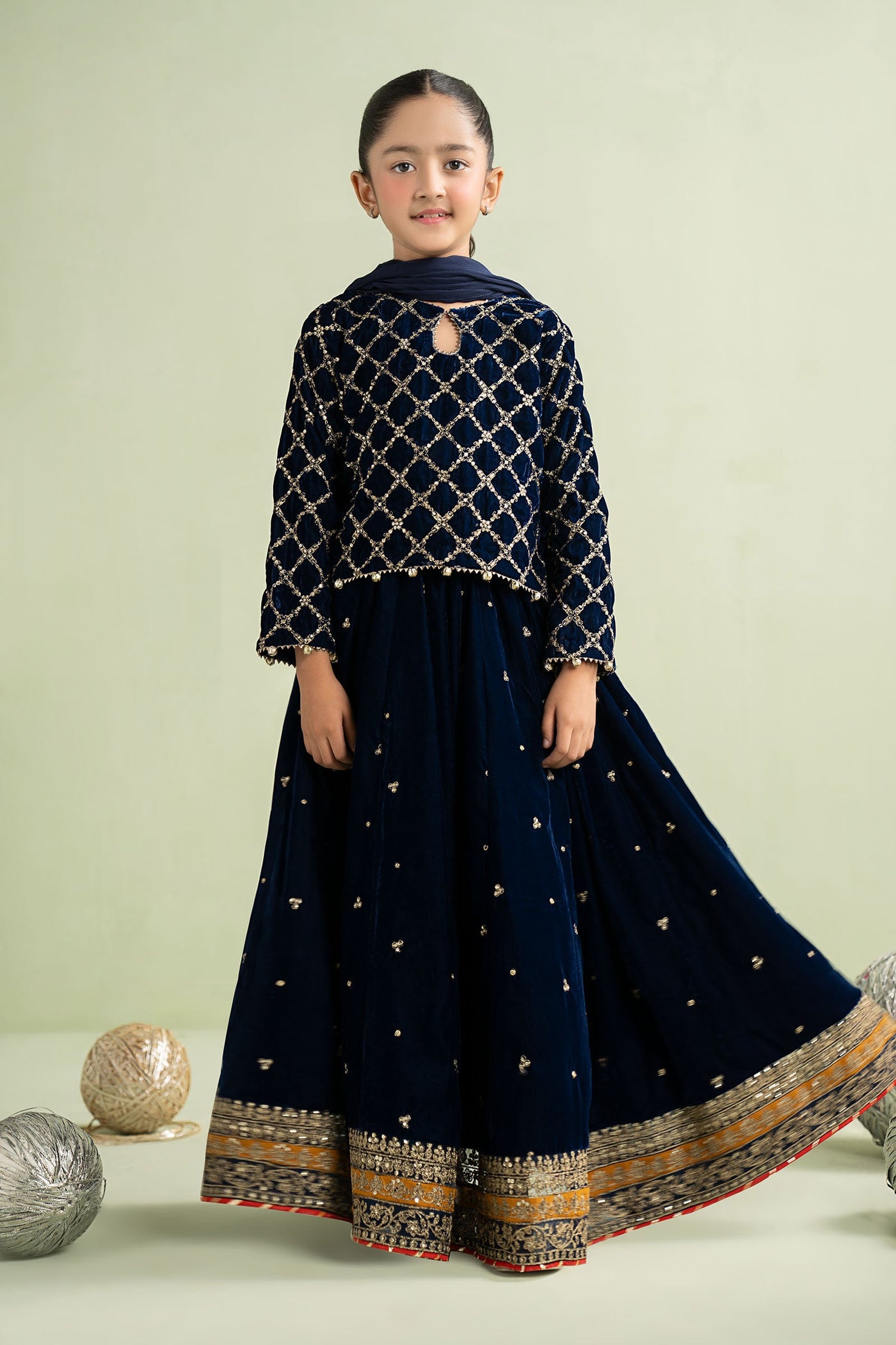 3 Piece Embroidered Velvet Suit