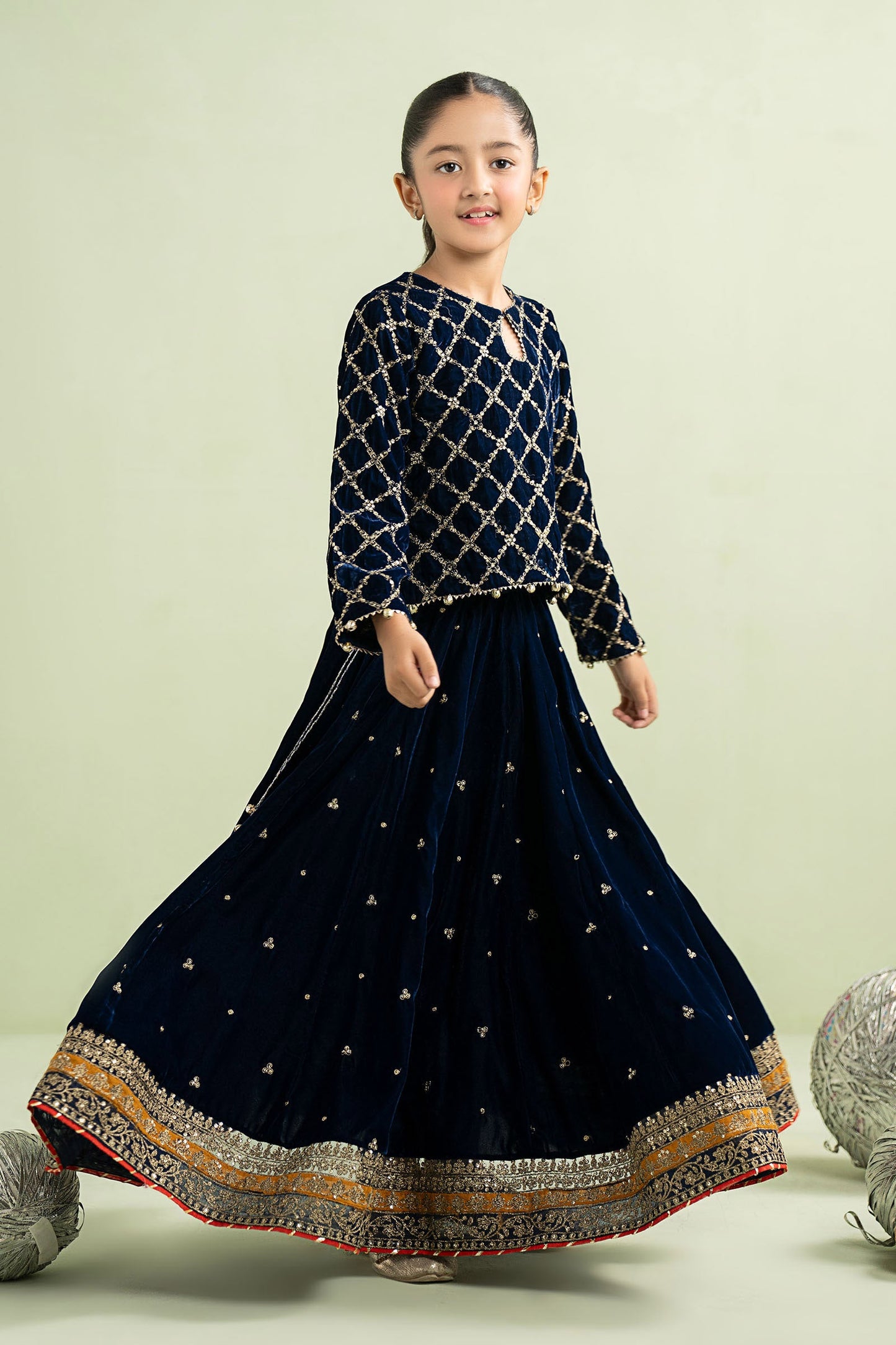 3 Piece Embroidered Velvet Suit