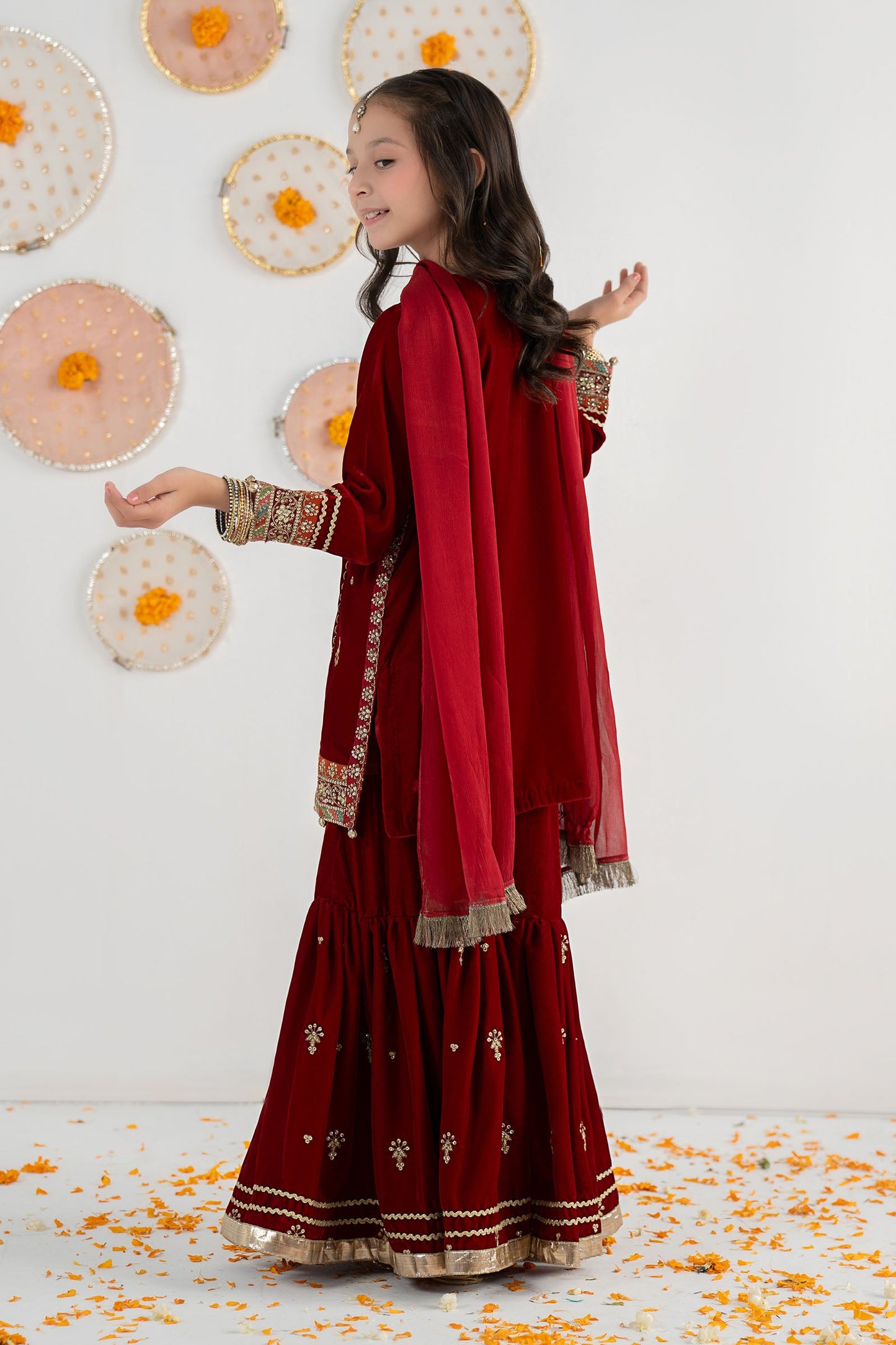3 Piece Embroidered Velvet Suit