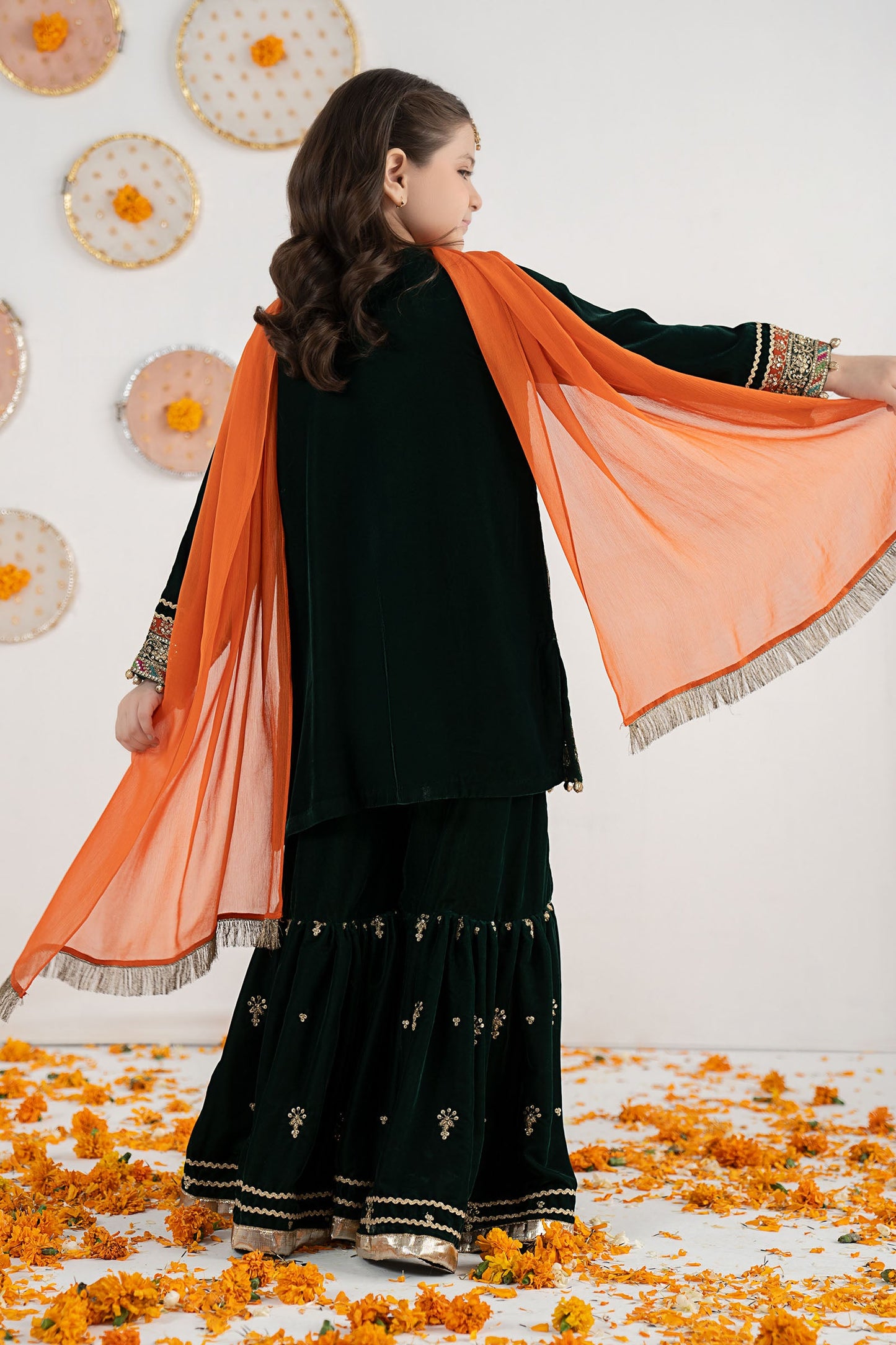 3 Piece Embroidered Velvet Suit