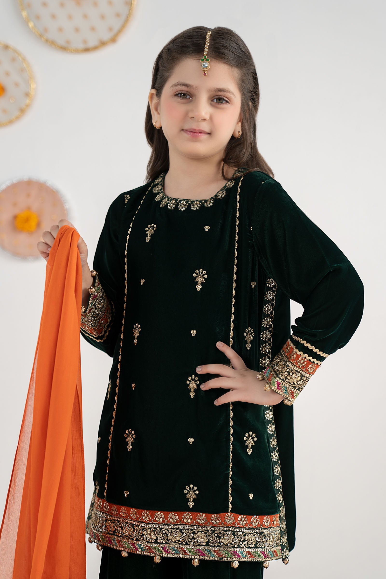 3 Piece Embroidered Velvet Suit