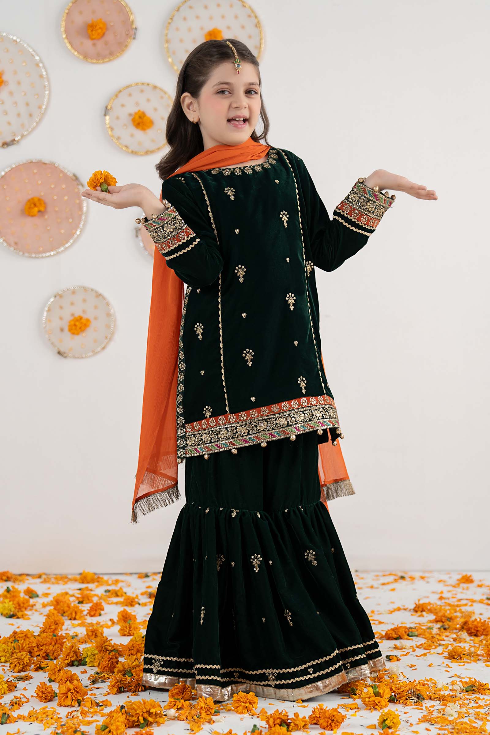 3 Piece Embroidered Velvet Suit