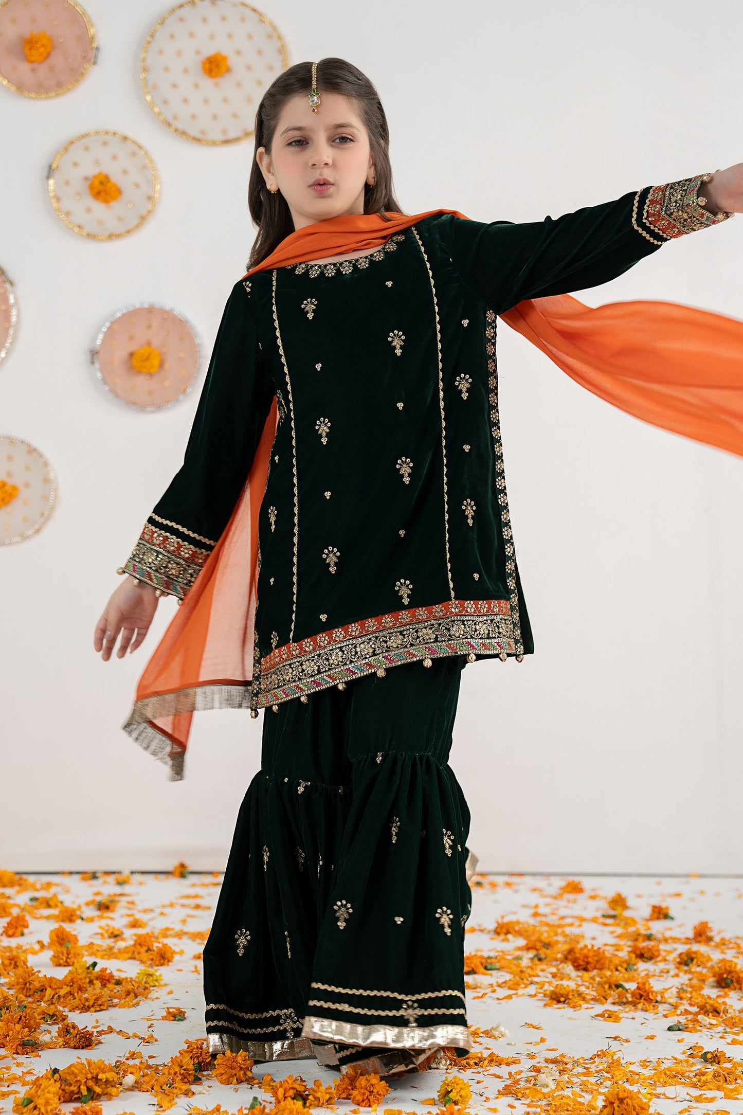 3 Piece Embroidered Velvet Suit