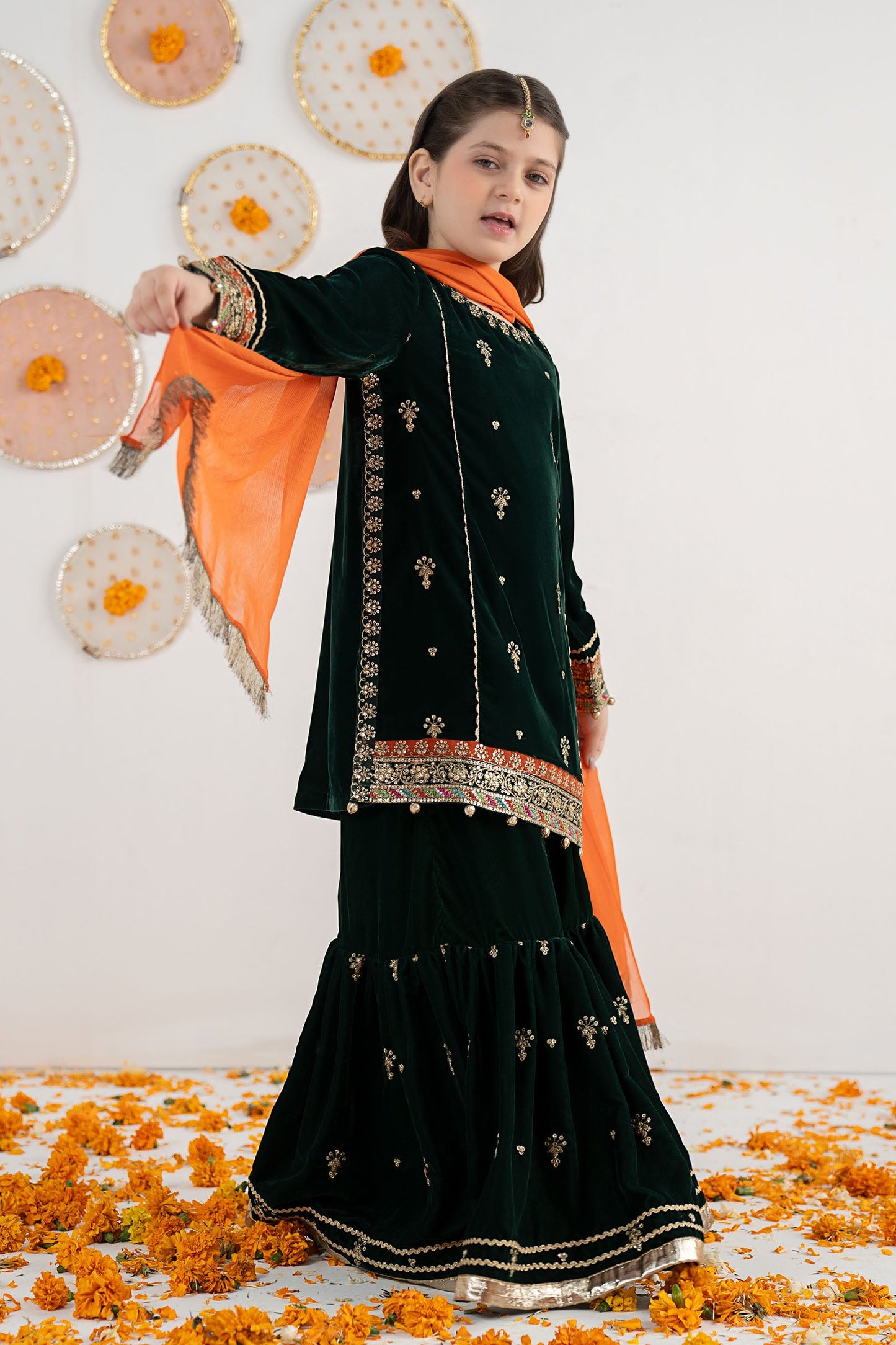 3 Piece Embroidered Velvet Suit