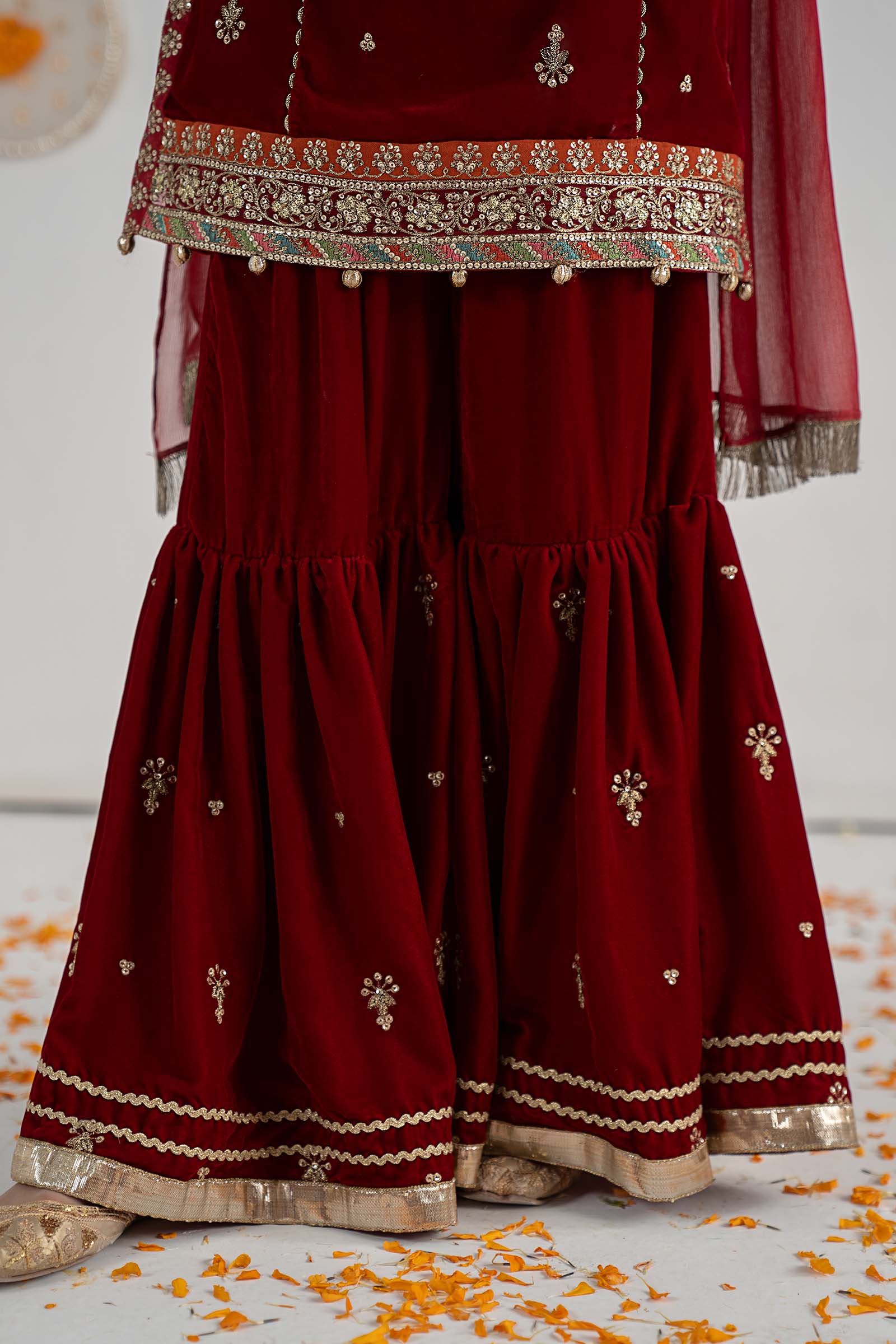 3 Piece Embroidered Velvet Suit
