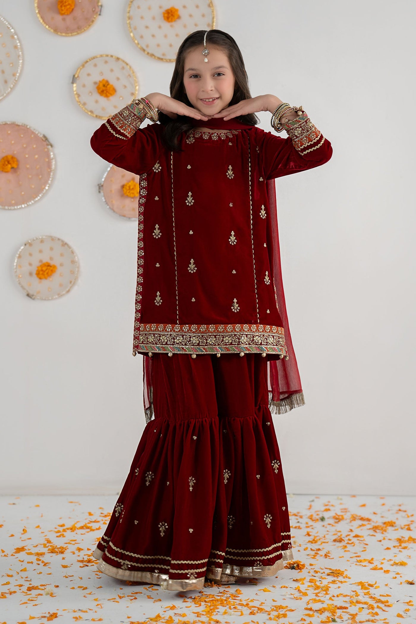 3 Piece Embroidered Velvet Suit