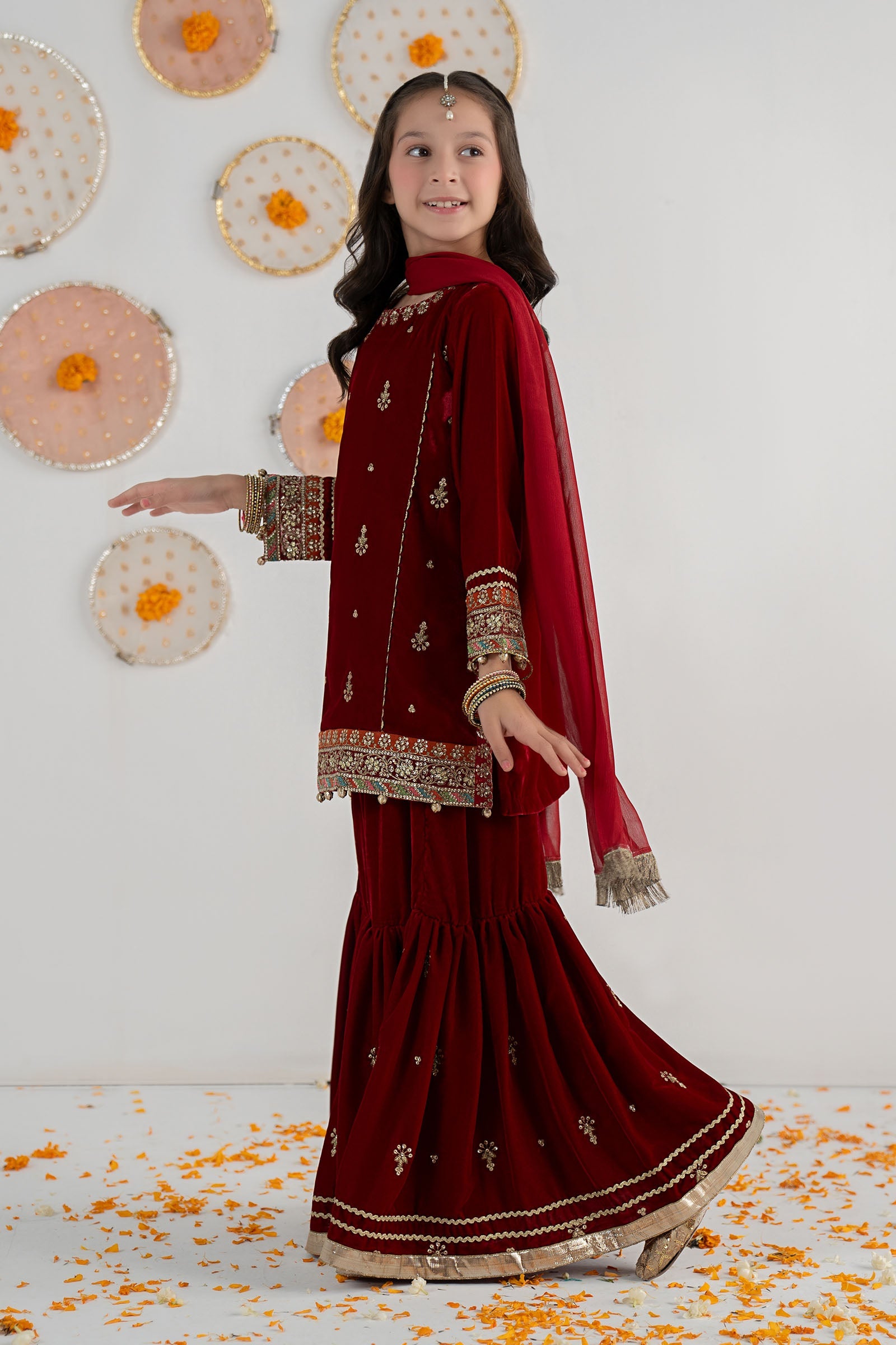 3 Piece Embroidered Velvet Suit