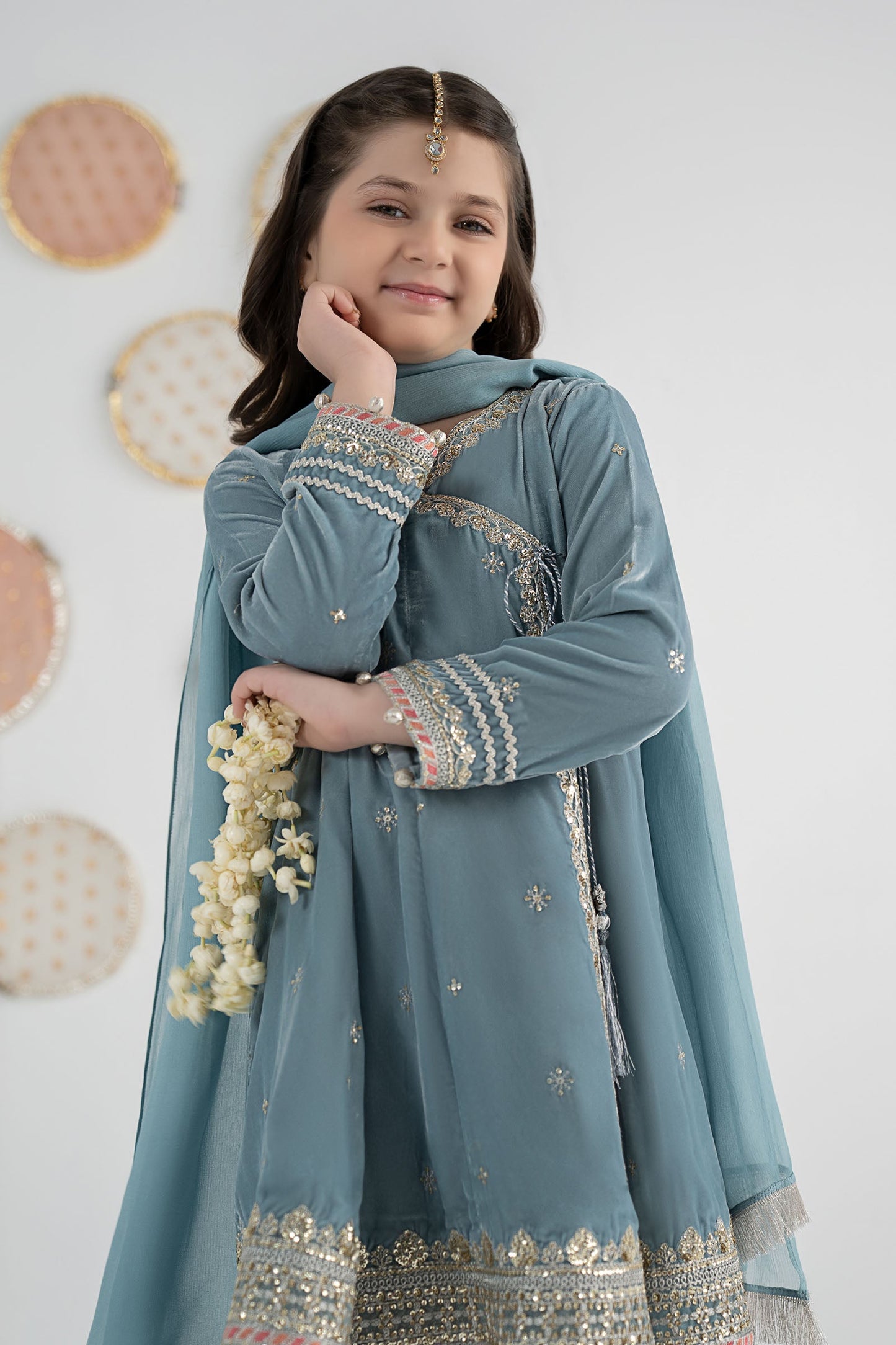 3 Piece Embroidered Velvet Suit