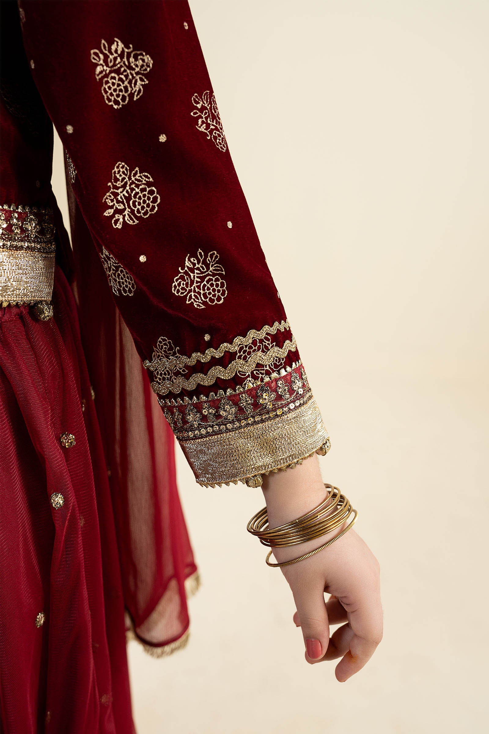 3 Piece Embroidered Net Suit