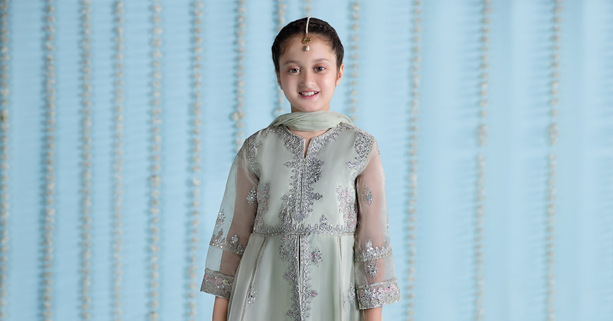 3 Piece Embroidered Organza Suit