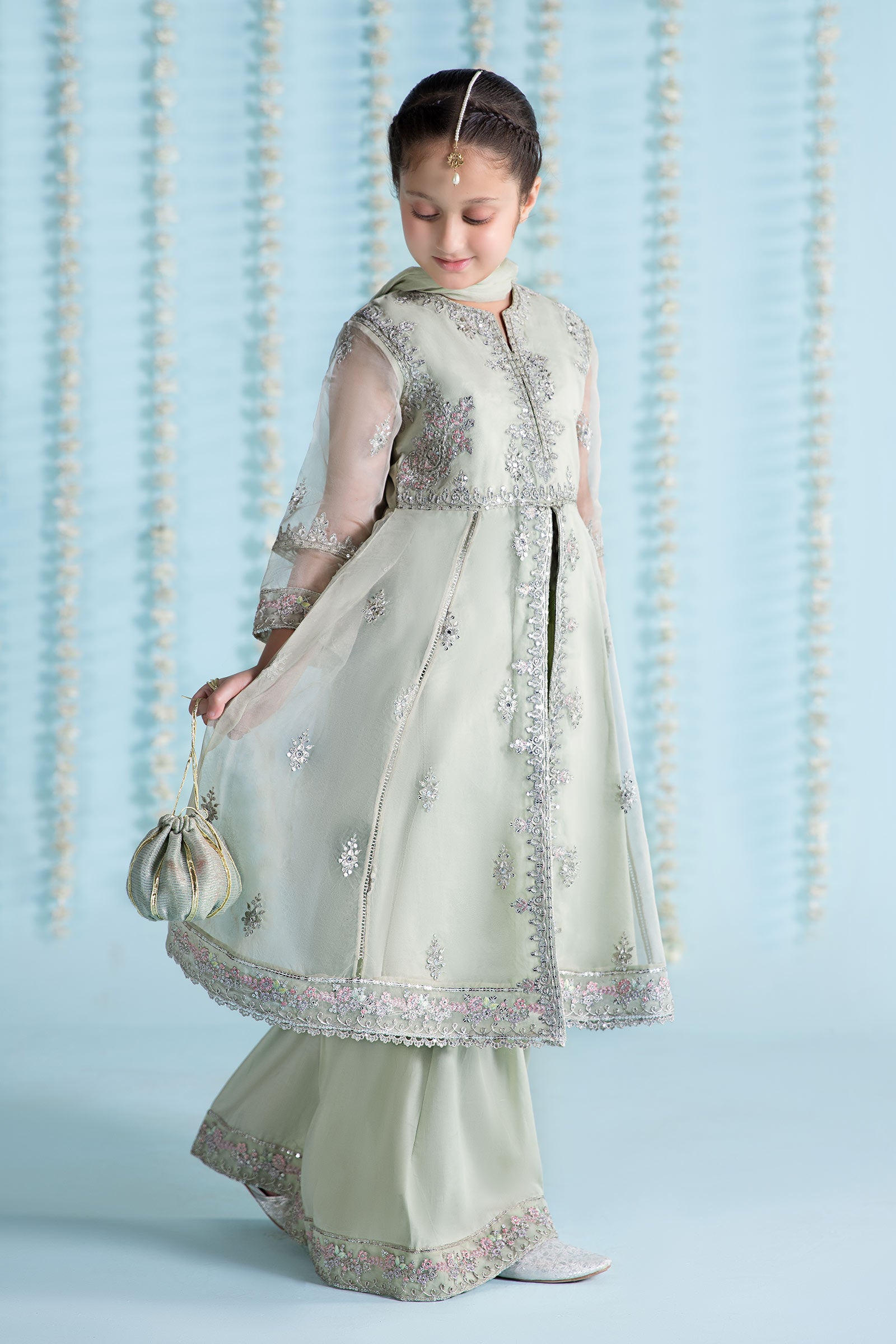 3 Piece Embroidered Organza Suit