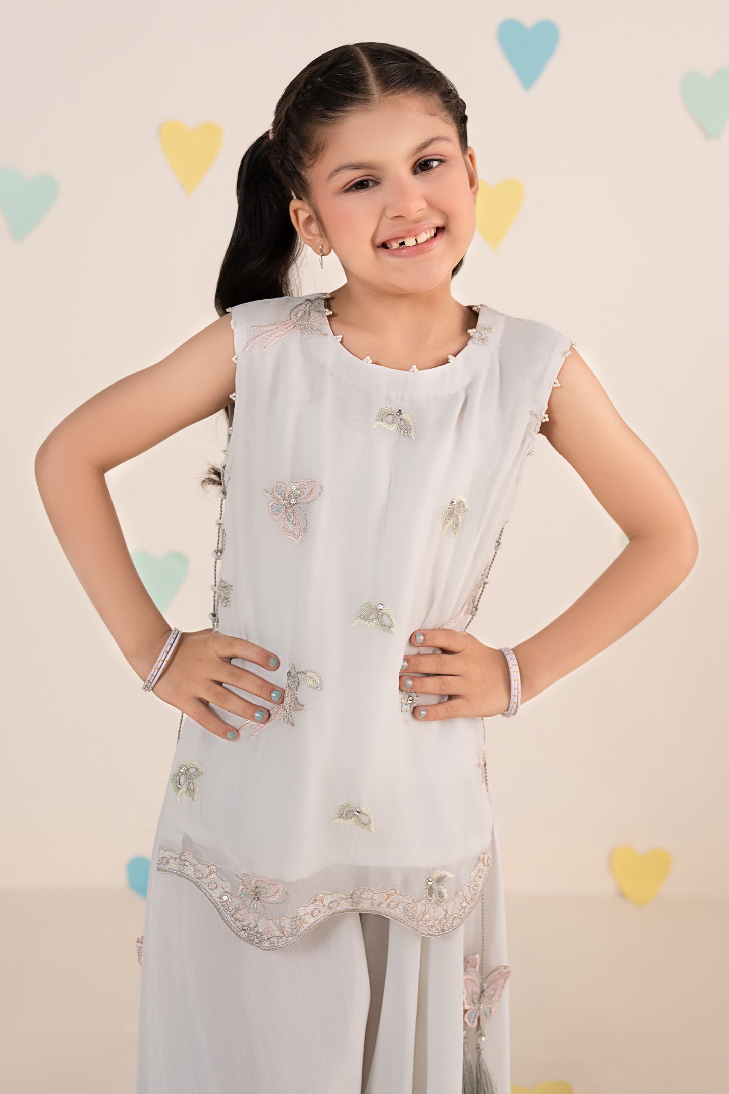 2 Piece Embroidered Chiffon Suit