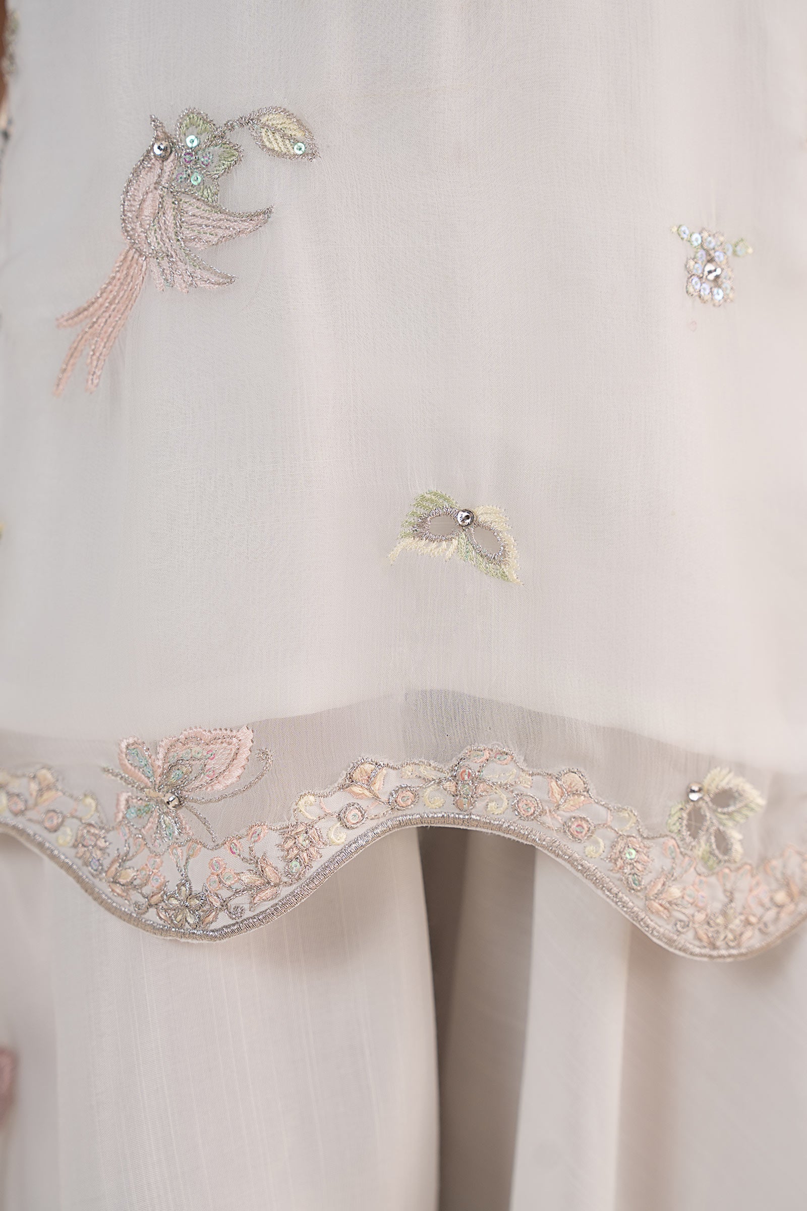 2 Piece Embroidered Chiffon Suit