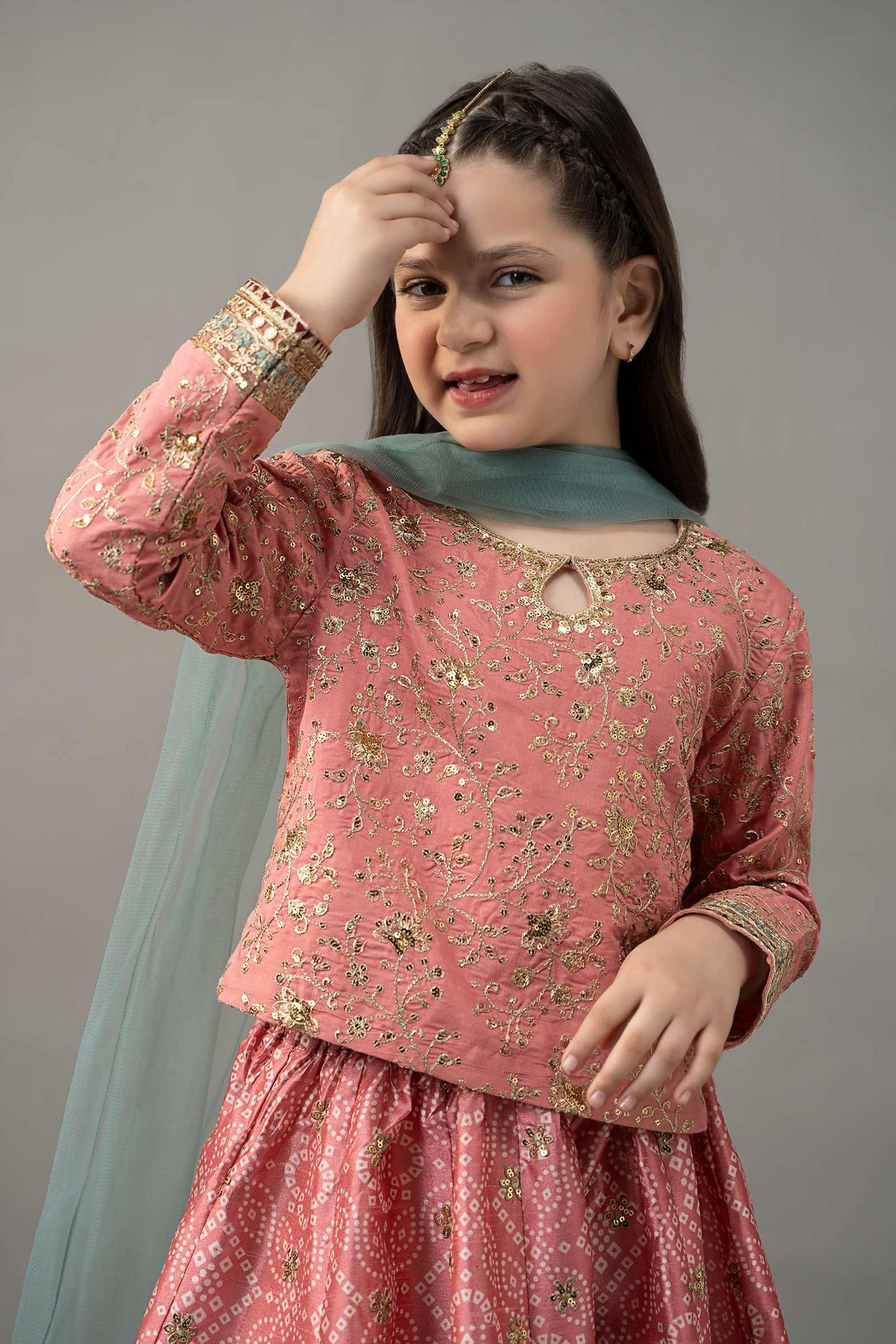 3 Piece Embroidered Raw Silk Suit