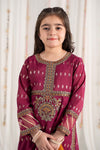 3 Piece Embroidered Raw Silk Suit