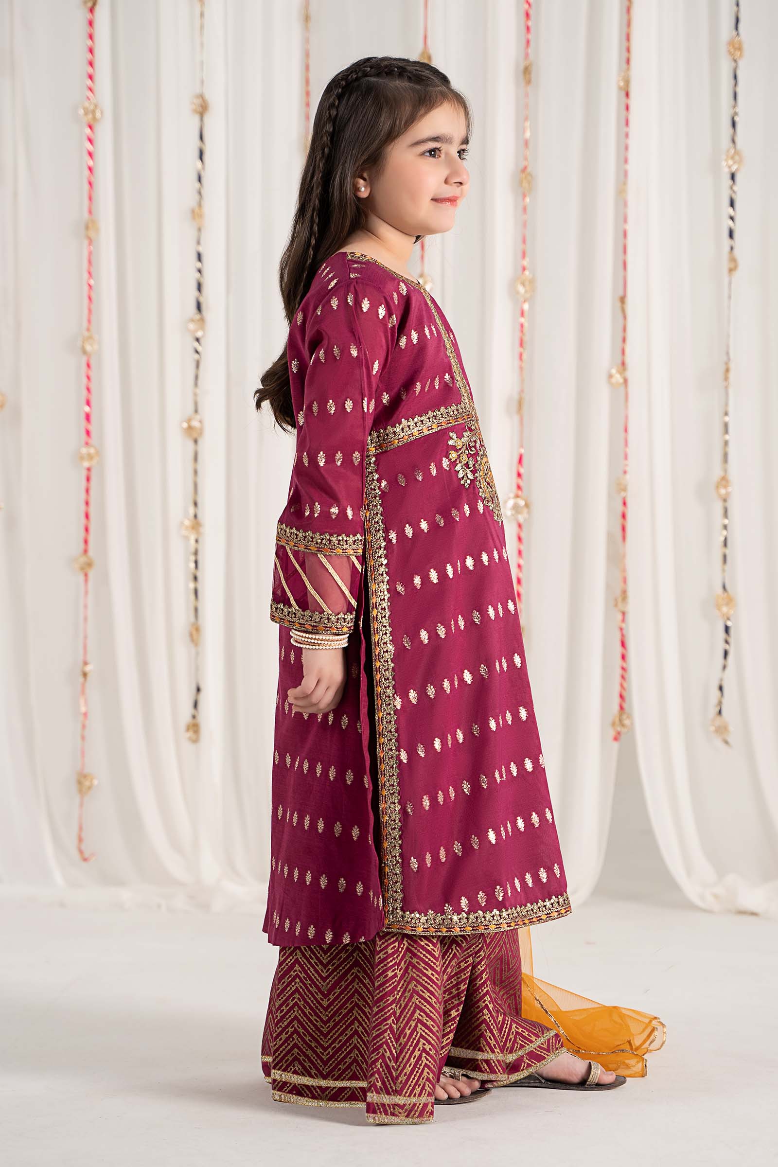 3 Piece Embroidered Raw Silk Suit