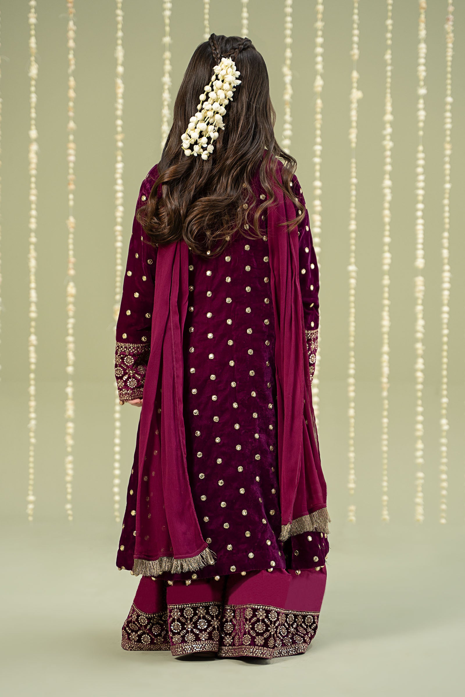 3 Piece Embroidered Velvet Suit