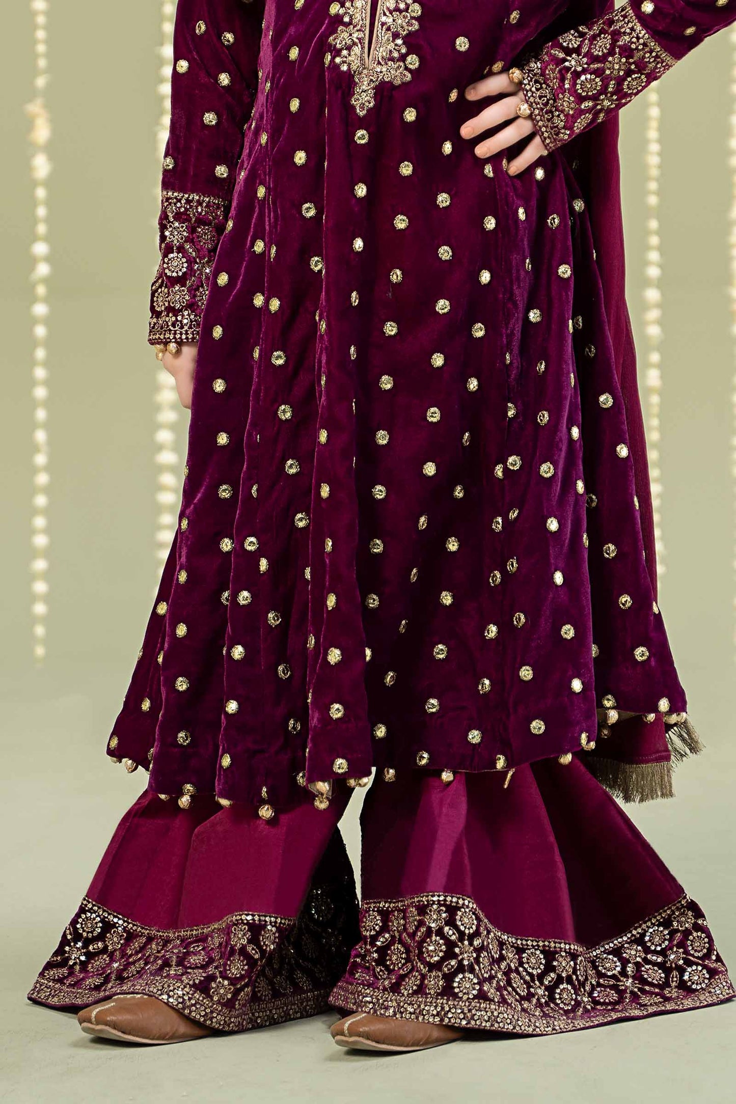 3 Piece Embroidered Velvet Suit