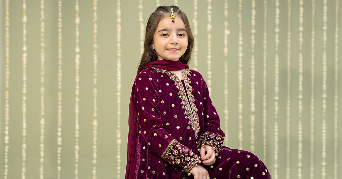 3 Piece Embroidered Velvet Suit
