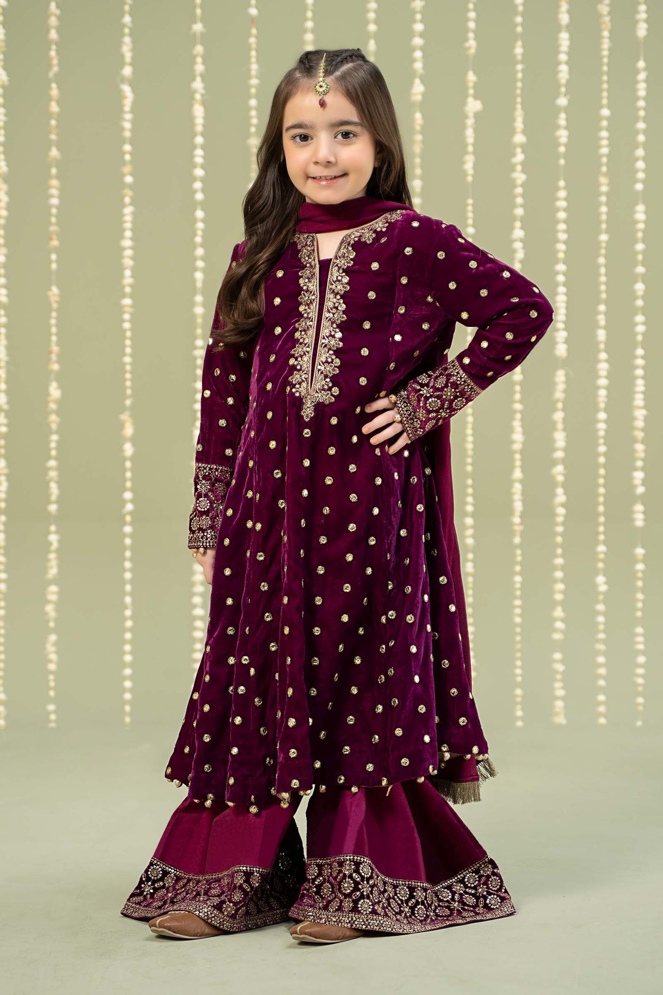 3 Piece Embroidered Velvet Suit