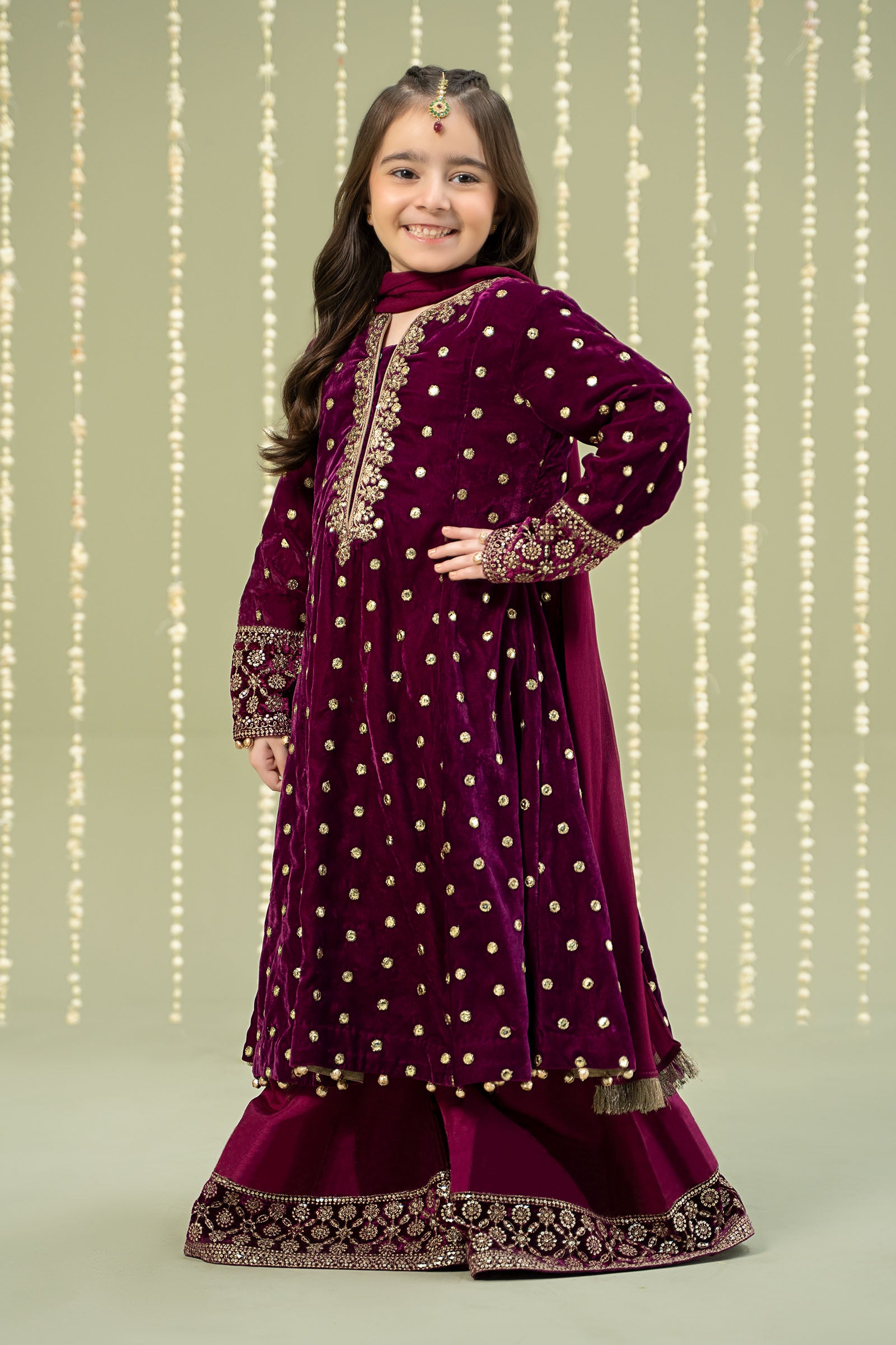 3 Piece Embroidered Velvet Suit