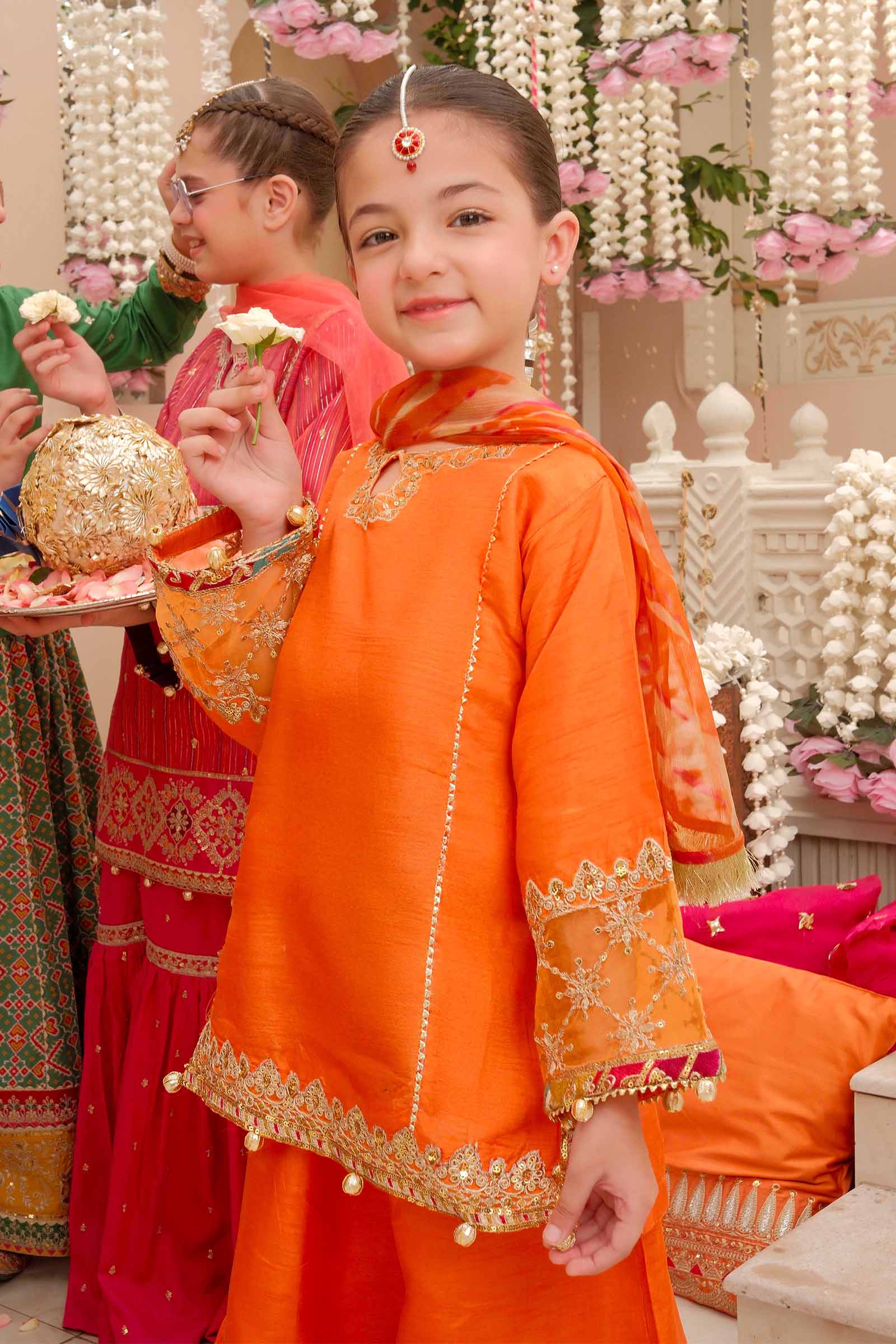 3 Piece Embroidered Raw Silk Suit