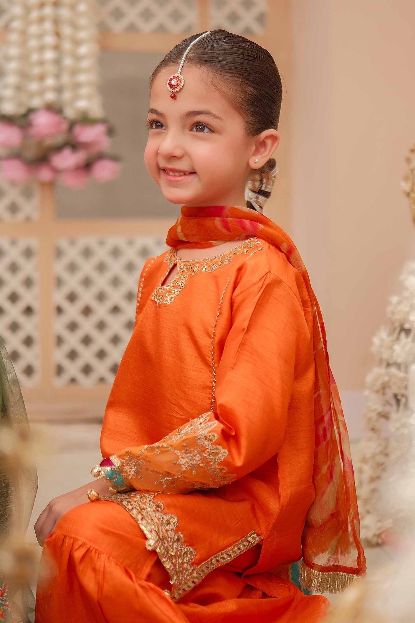 3 Piece Embroidered Raw Silk Suit