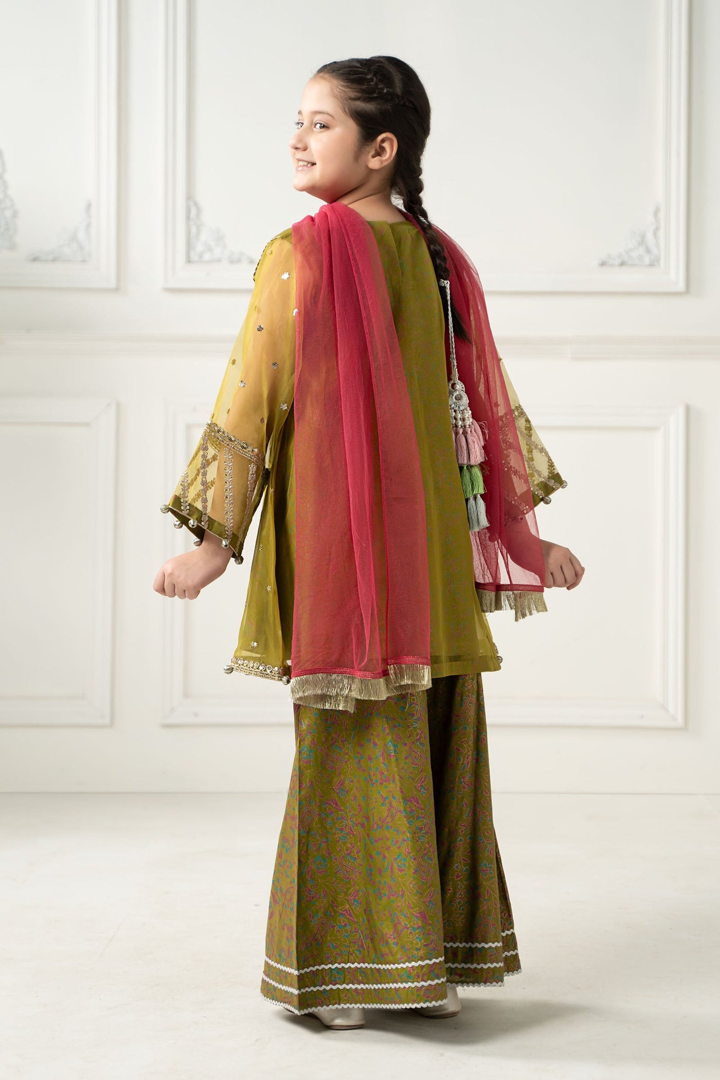 3 Piece Embroidered Poly Organza Suit