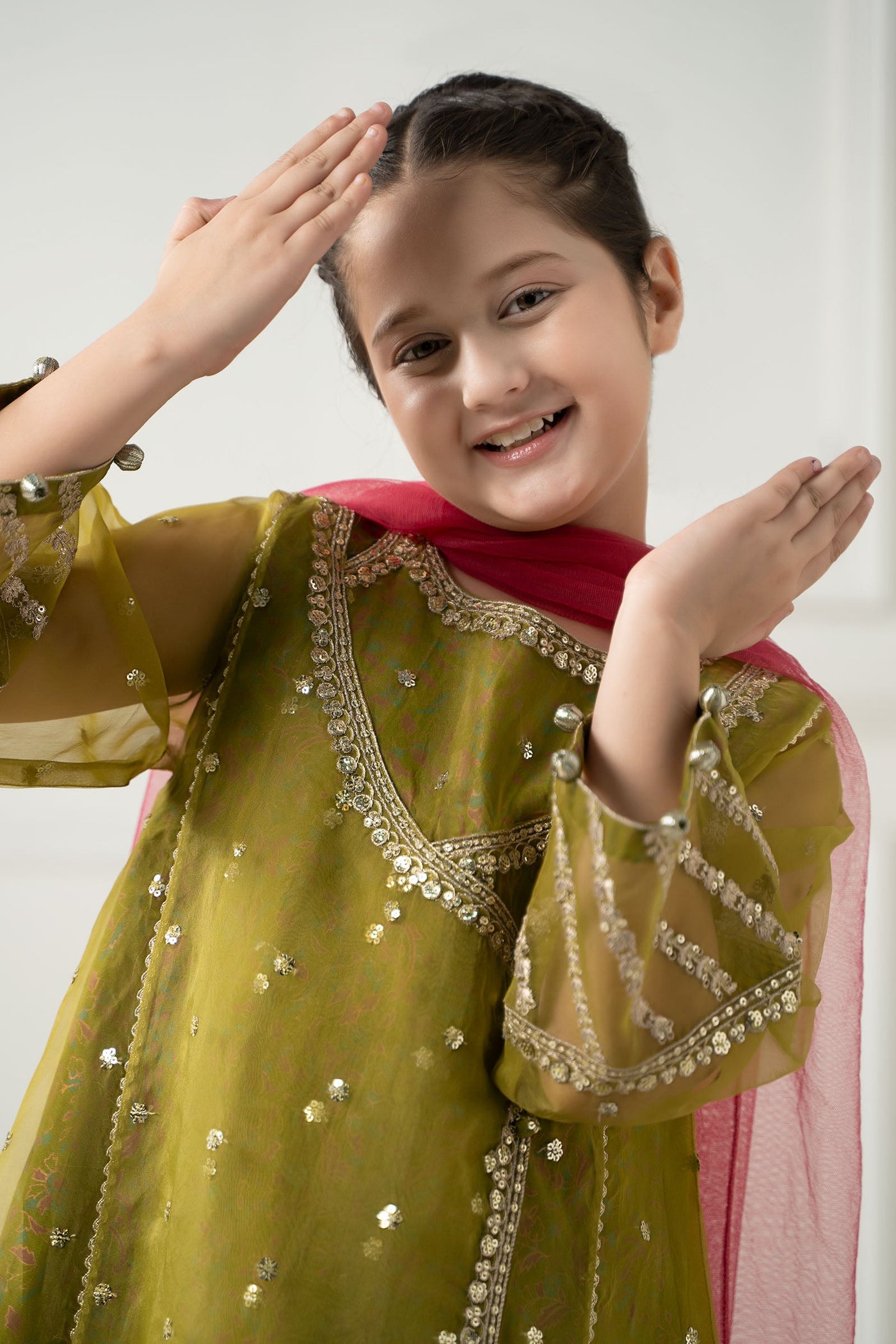 3 Piece Embroidered Poly Organza Suit