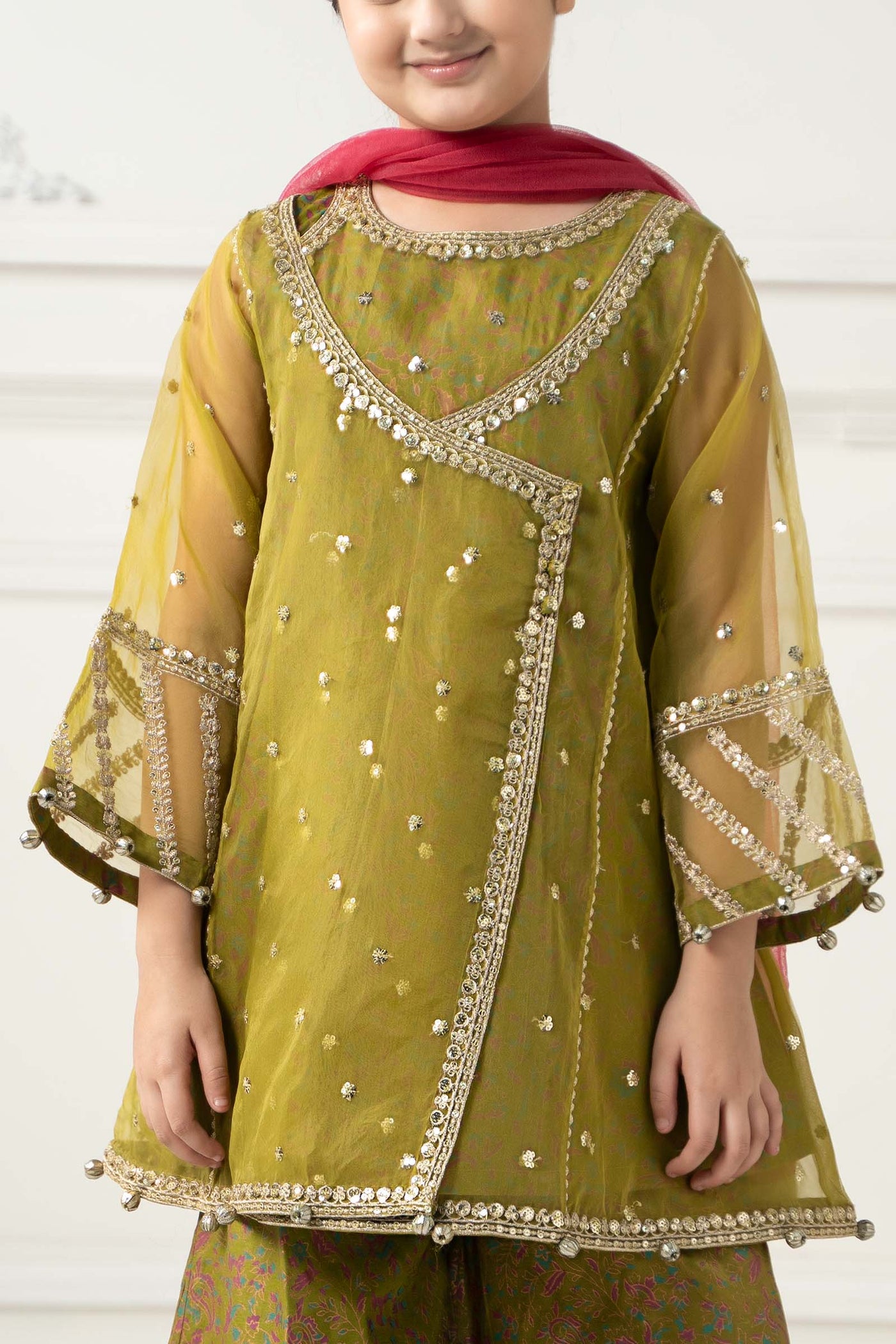 3 Piece Embroidered Poly Organza Suit