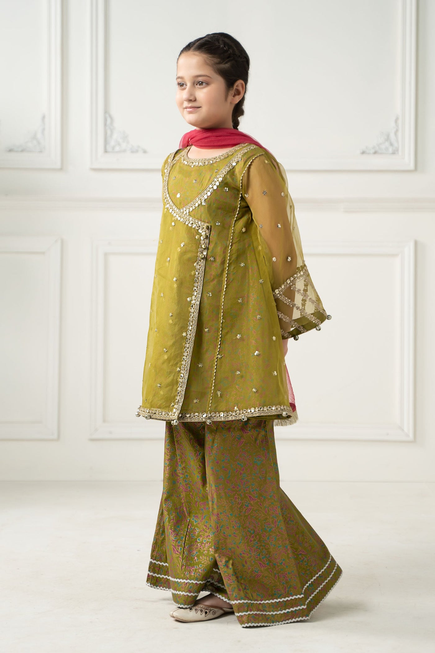 3 Piece Embroidered Poly Organza Suit