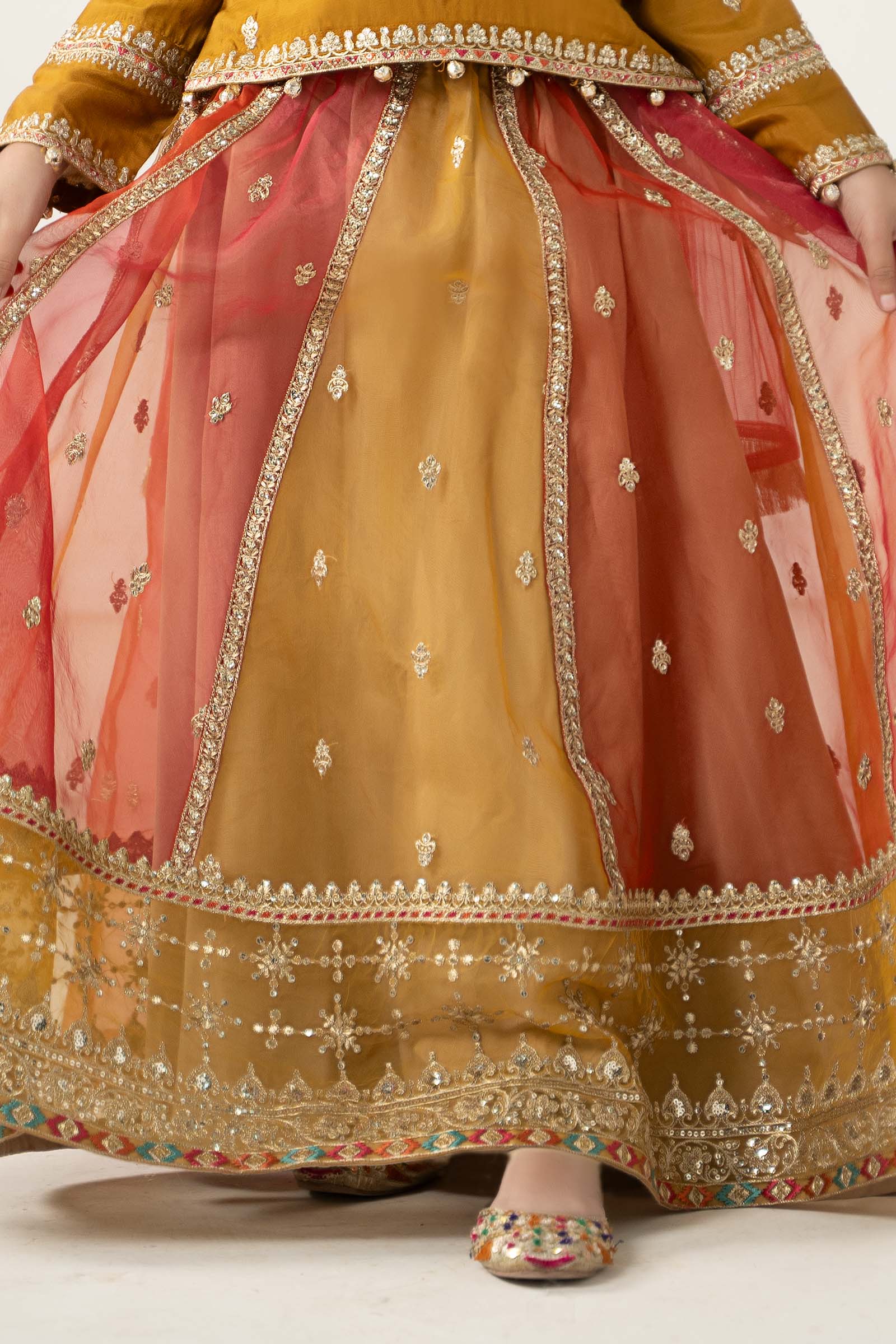 3 Piece Embroidered Raw Silk Suit