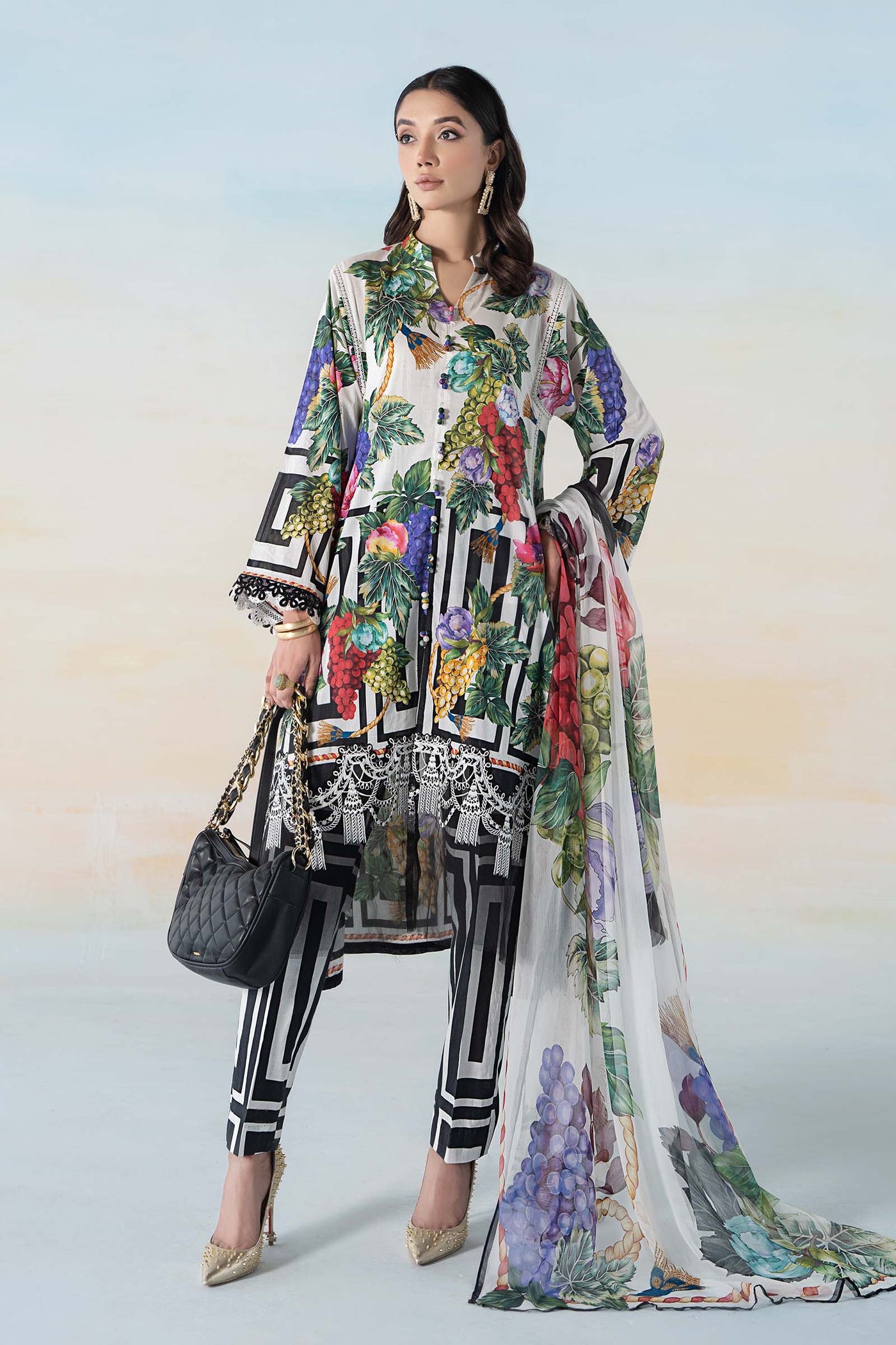 3 PIECE PRINTED LAWN SUIT | MPS-2108-A