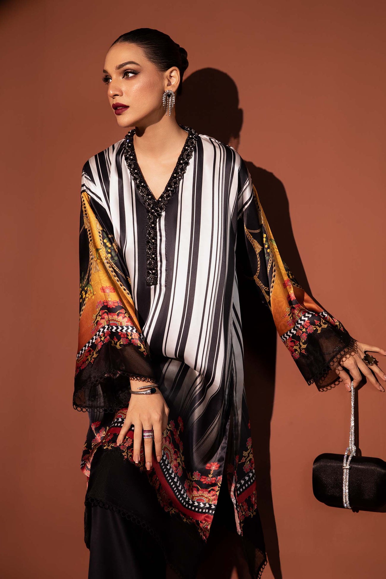 3 Piece Printed Pure Charmeuse Silk Suit